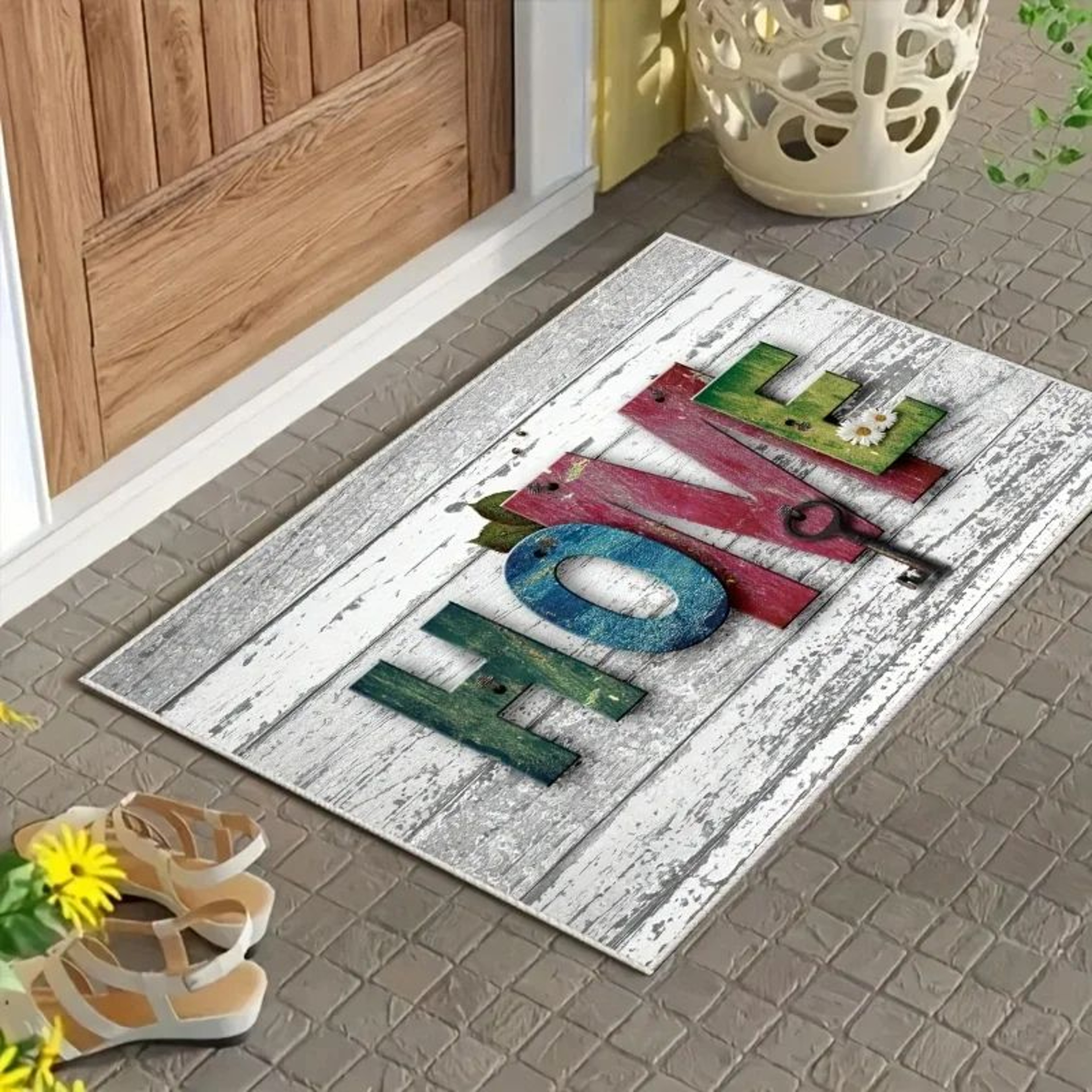 Rustic Wooden Box Print Doormat  NonSlip Washable Absorbent Floor Rug For Home Entryway 7