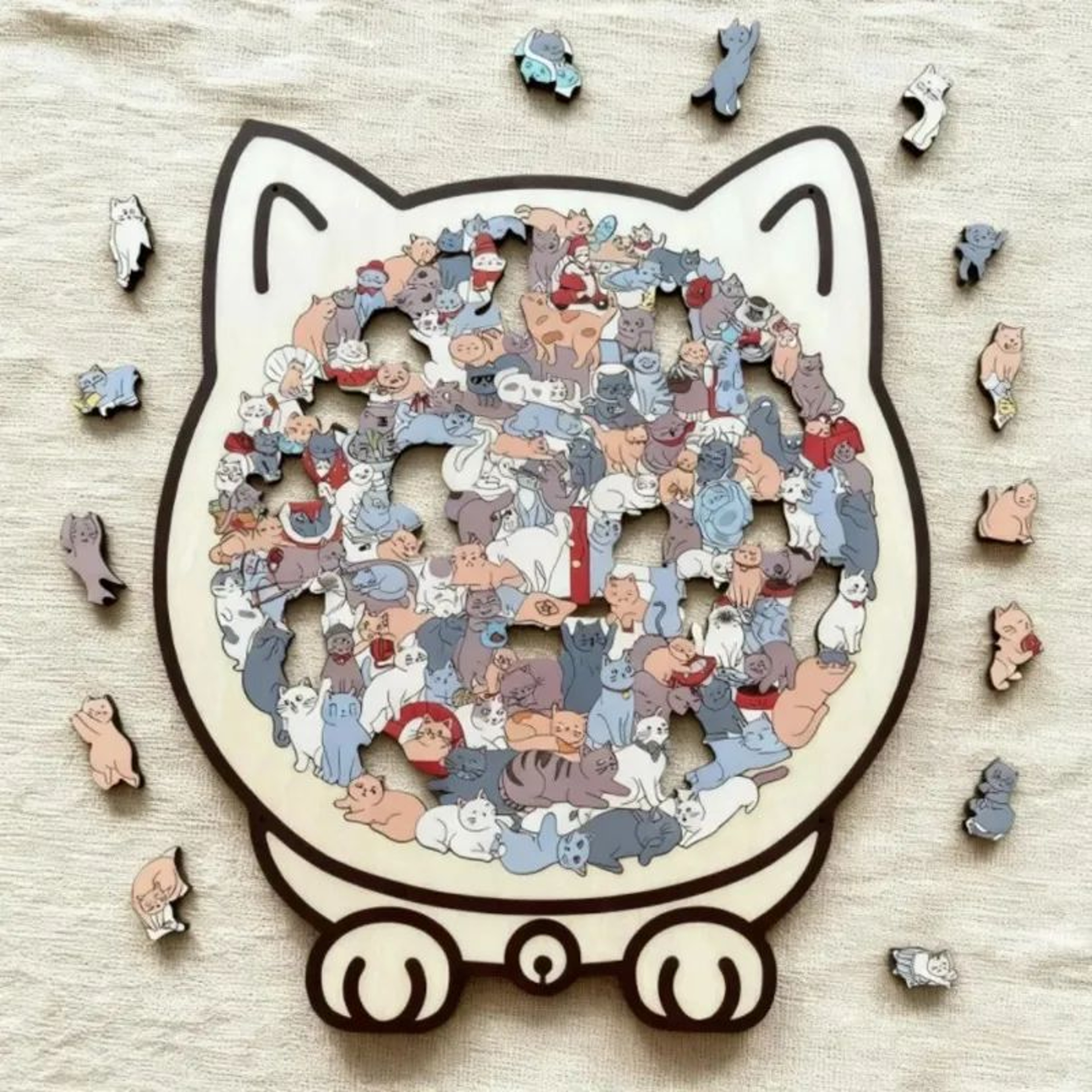 CatShaped Wooden Jigsaw Puzzle  135PCS Unique Irregular Pieces Creative Gift  Home Decor 1