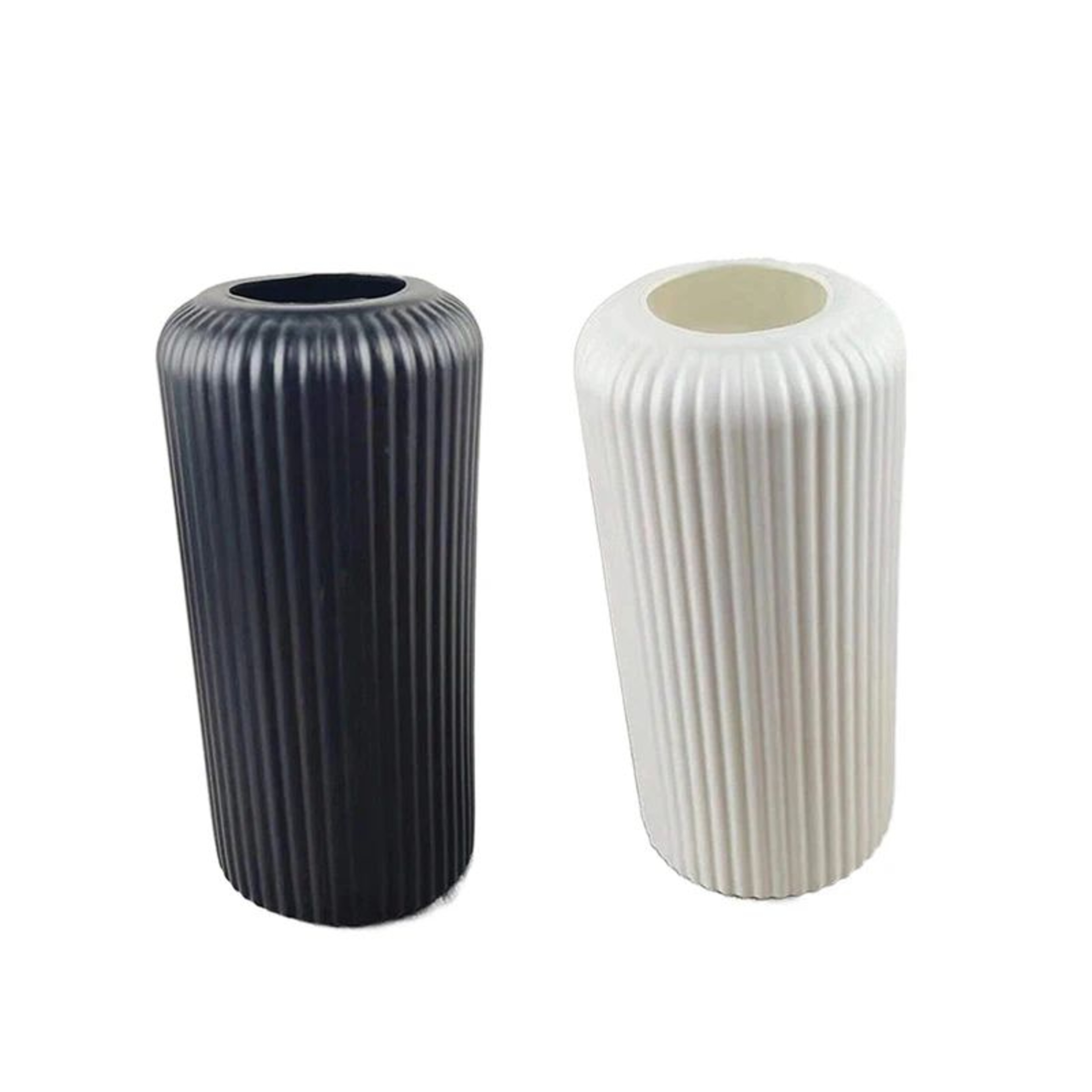 Striped CeramicLook Plastic Flower Vase  Minimalist Decorative Floral Display Vase 5