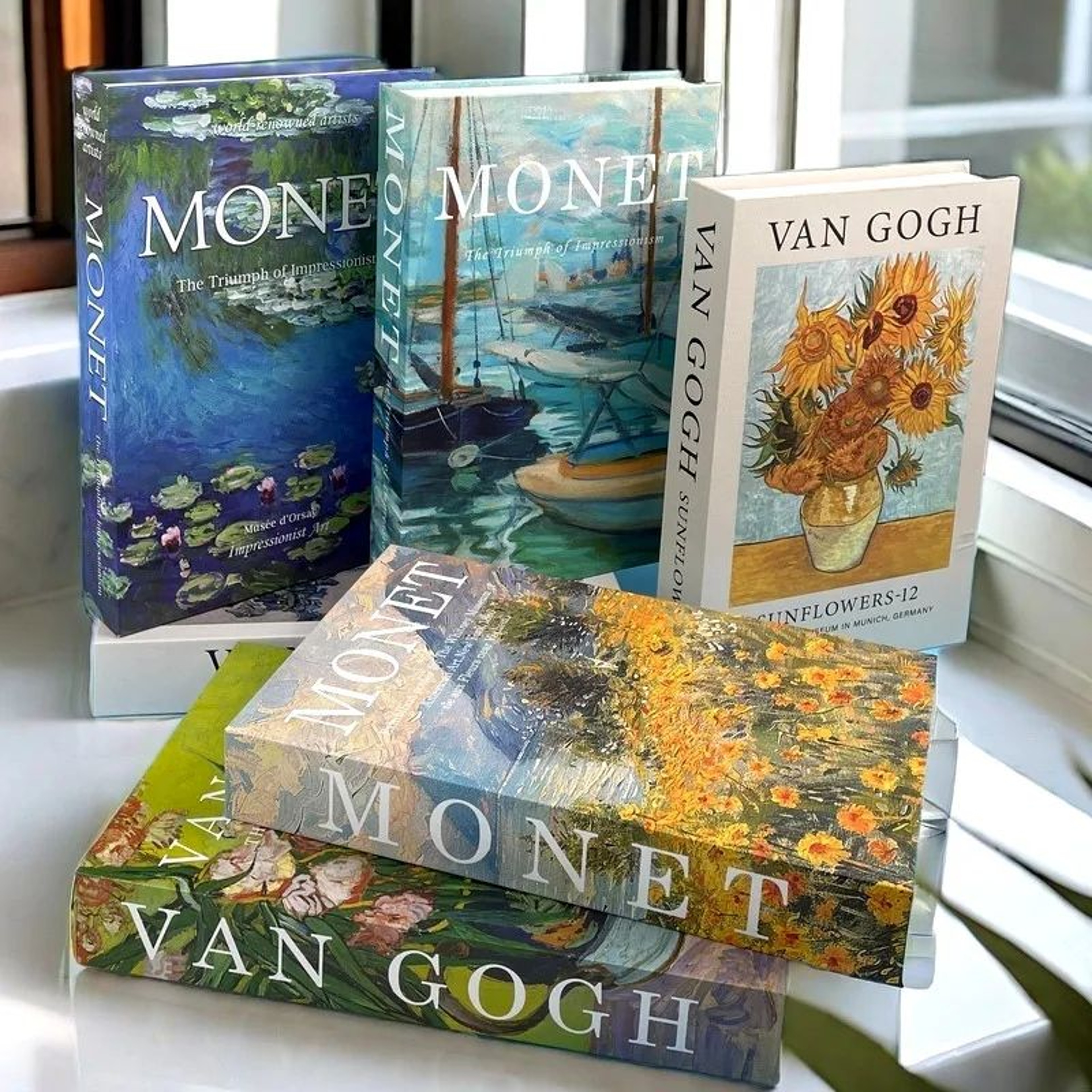 Luxury Artist Series Faux Book Storage Box  Van Gogh Monet Picasso Decorative Organizer 3