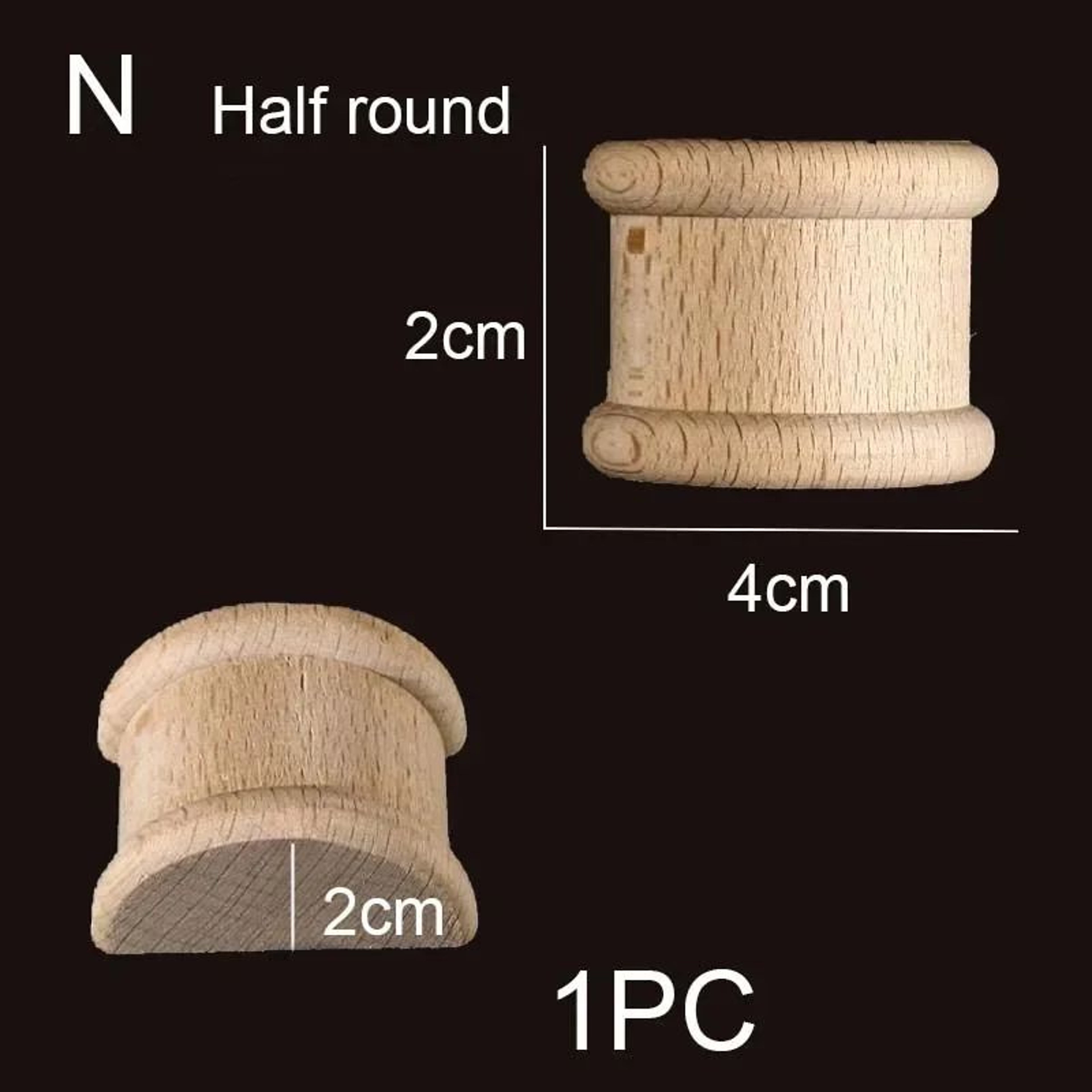 Half Round Roman Wood Column Cap Applique  Decorative Carved Furniture Onlay Accent 29