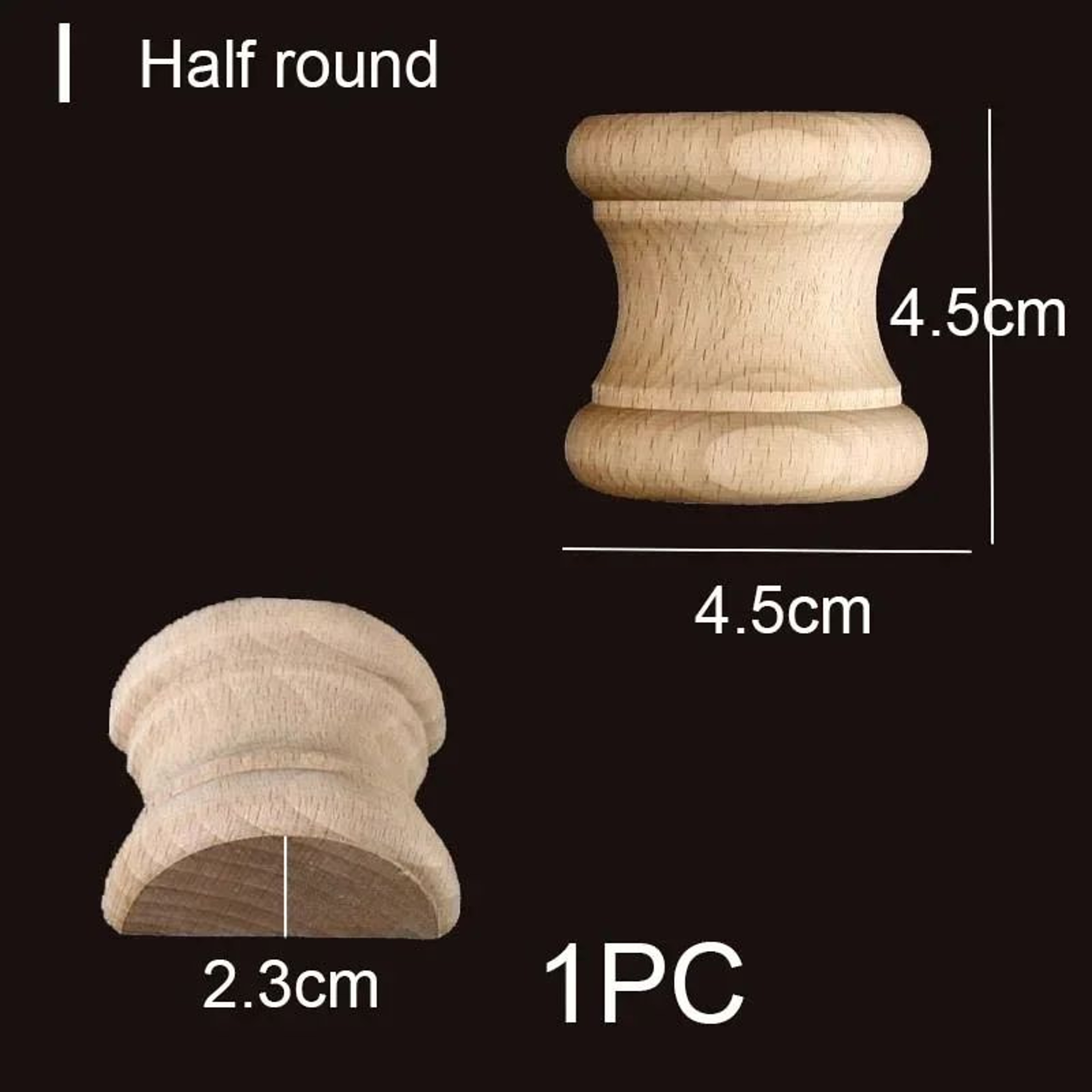 Half Round Roman Wood Column Cap Applique  Decorative Carved Furniture Onlay Accent 23