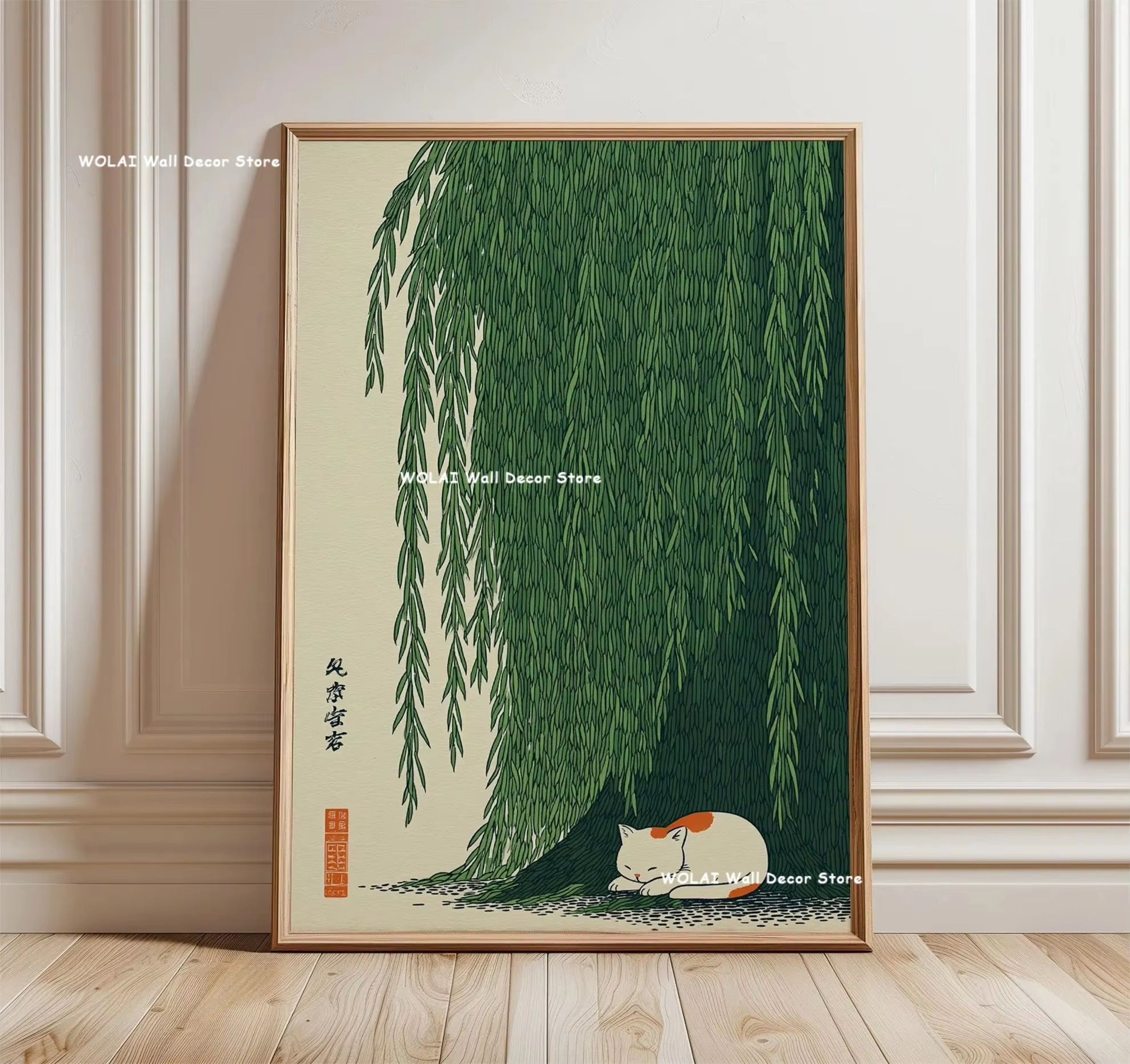 Japanese Zen Forest  Koi Canvas Wall Art  Retro Sun Wave Abstract Poster For Peaceful Home Decor 8