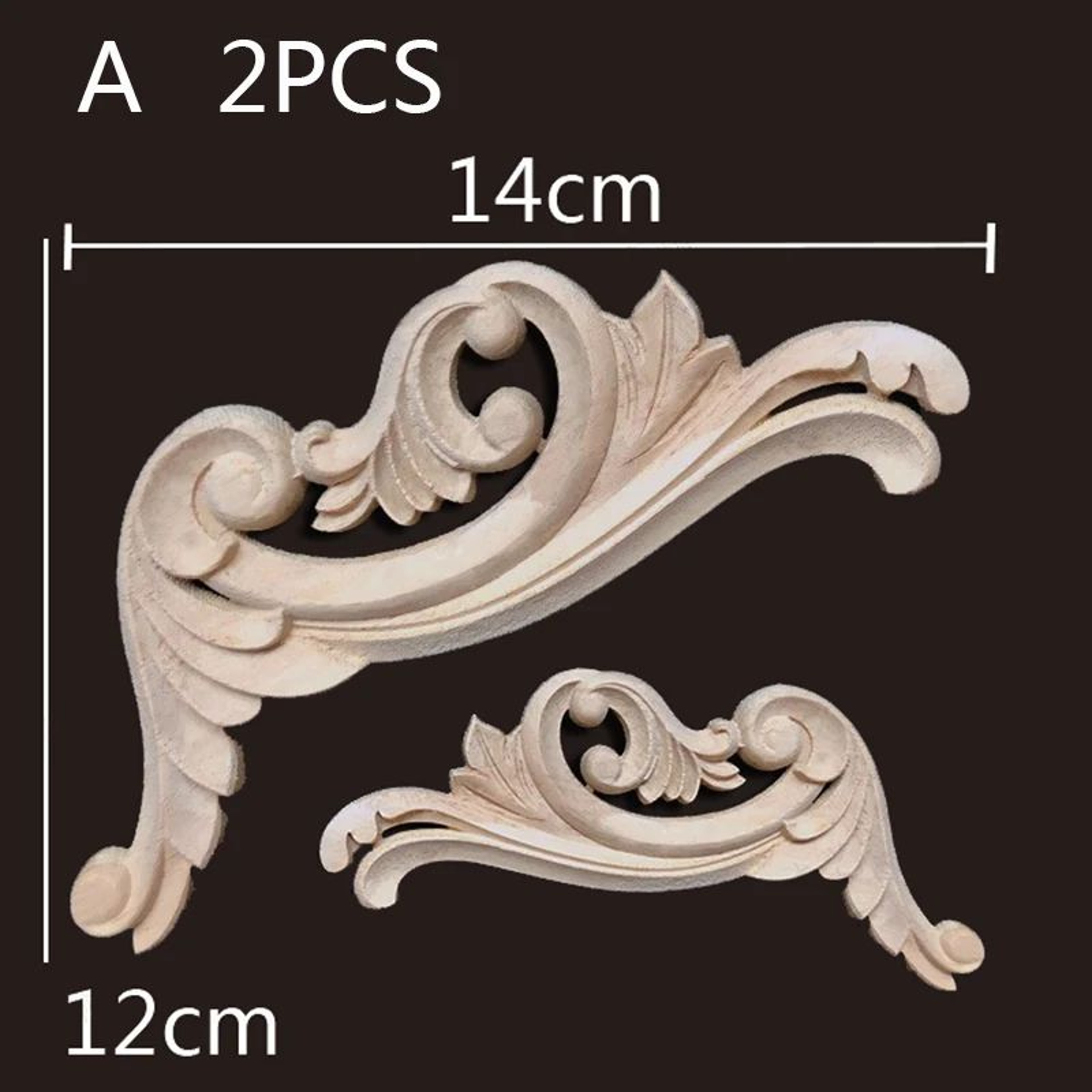 Vintage Wood Carved Corner Appliques Set  Decorative Furniture Onlay Floral Trim 6