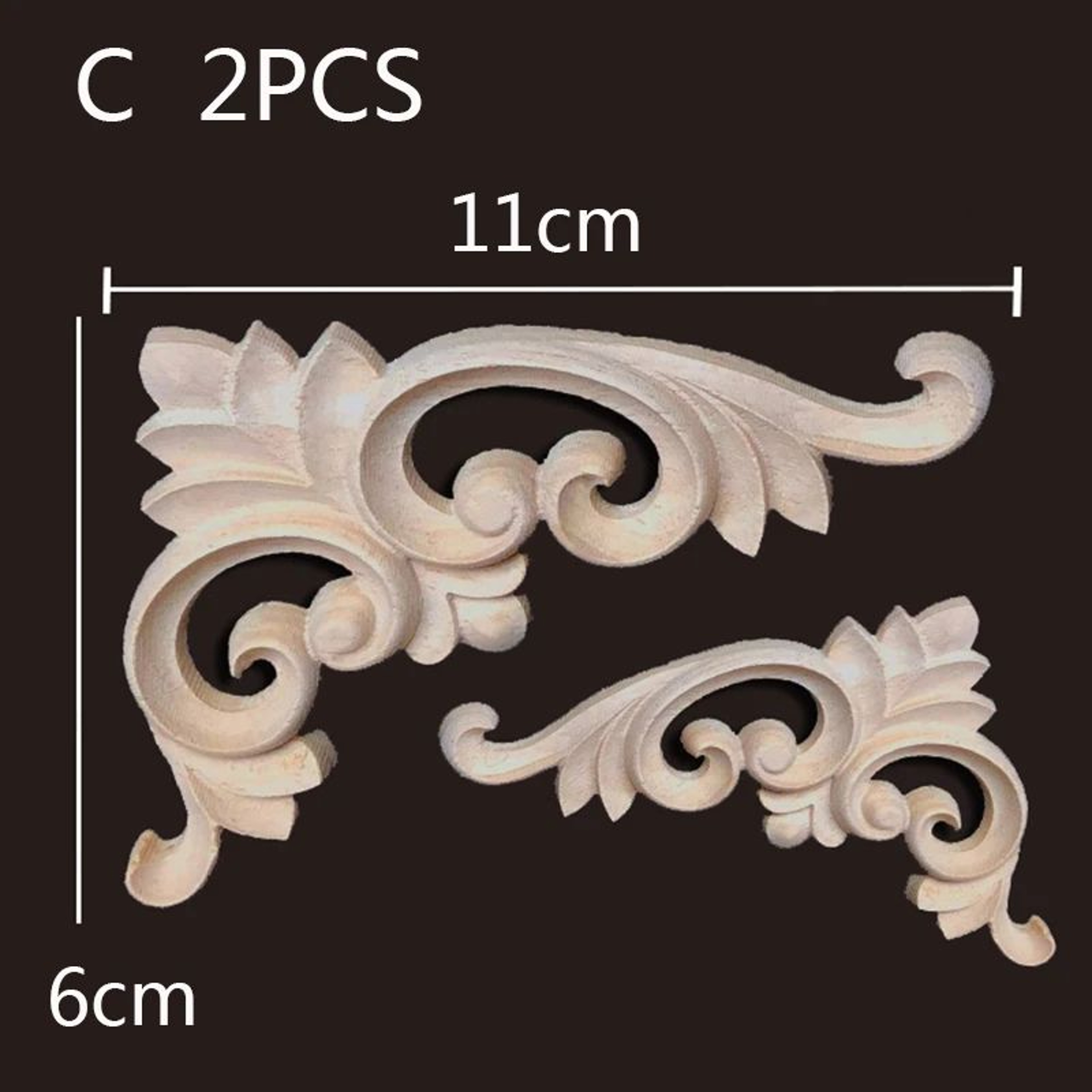 Vintage Wood Carved Corner Appliques Set  Decorative Furniture Onlay Floral Trim 8