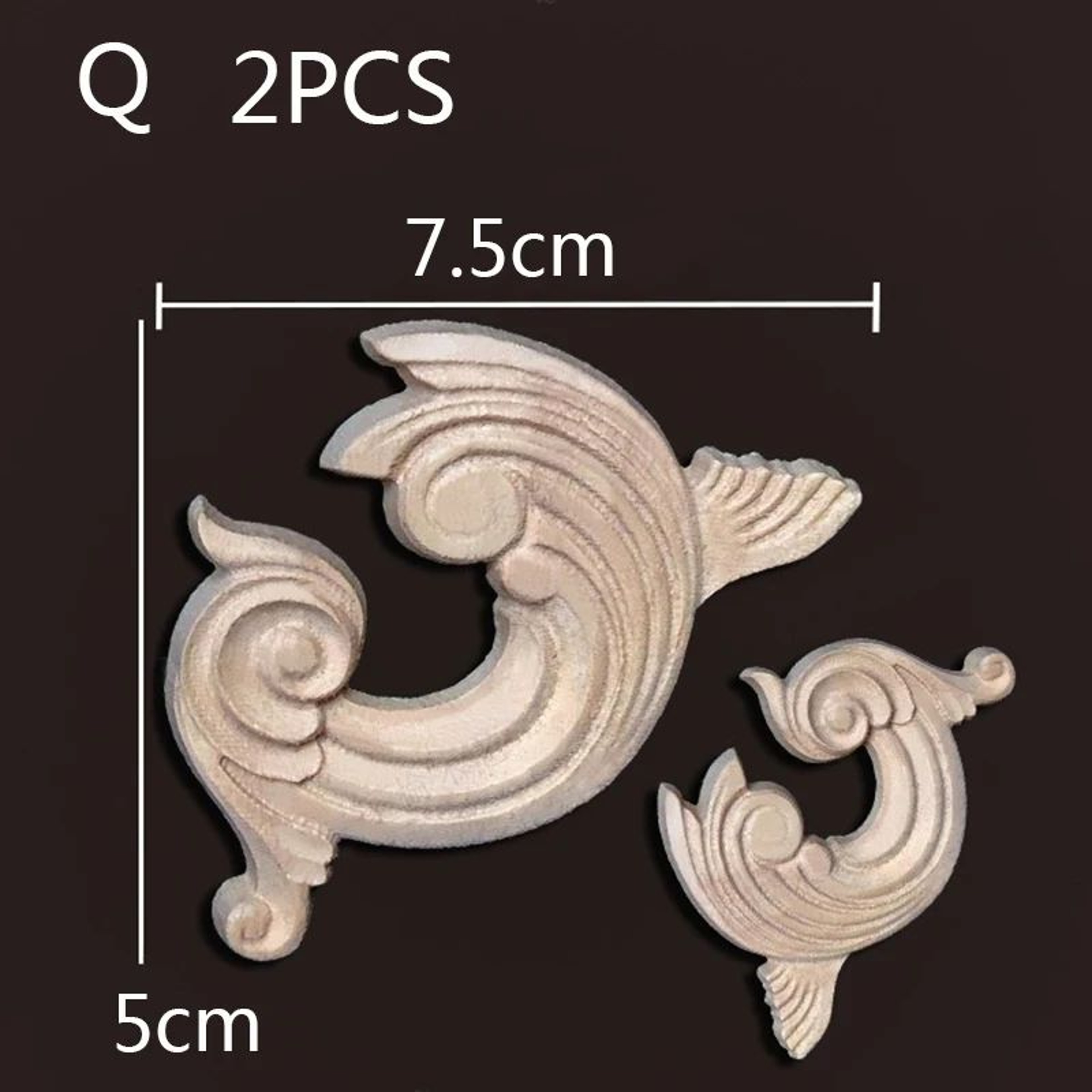 Vintage Wood Carved Corner Appliques Set  Decorative Furniture Onlay Floral Trim 26
