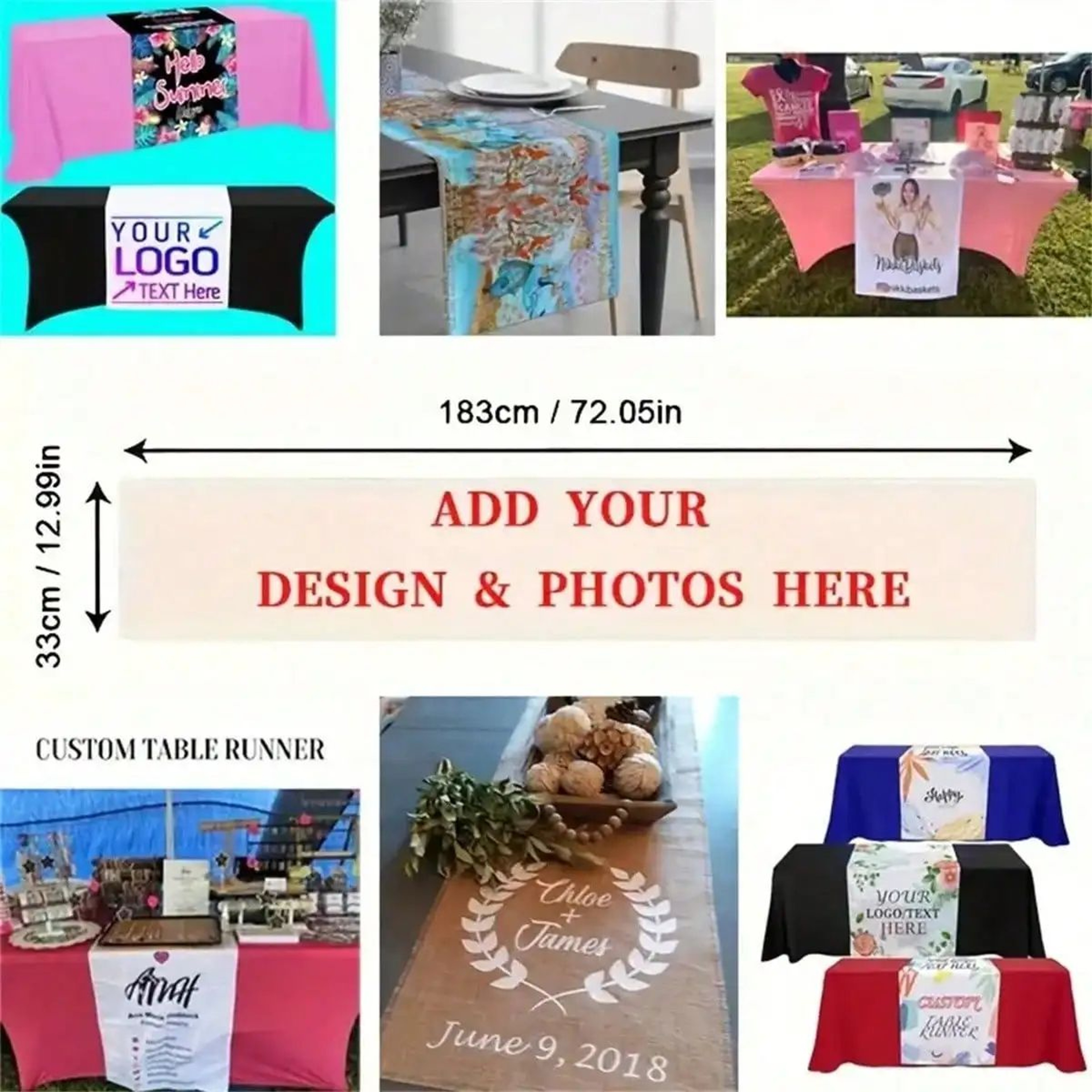 Personalized Linen Table Runner  Custom Printed Wedding  Holiday Dining Decor 1
