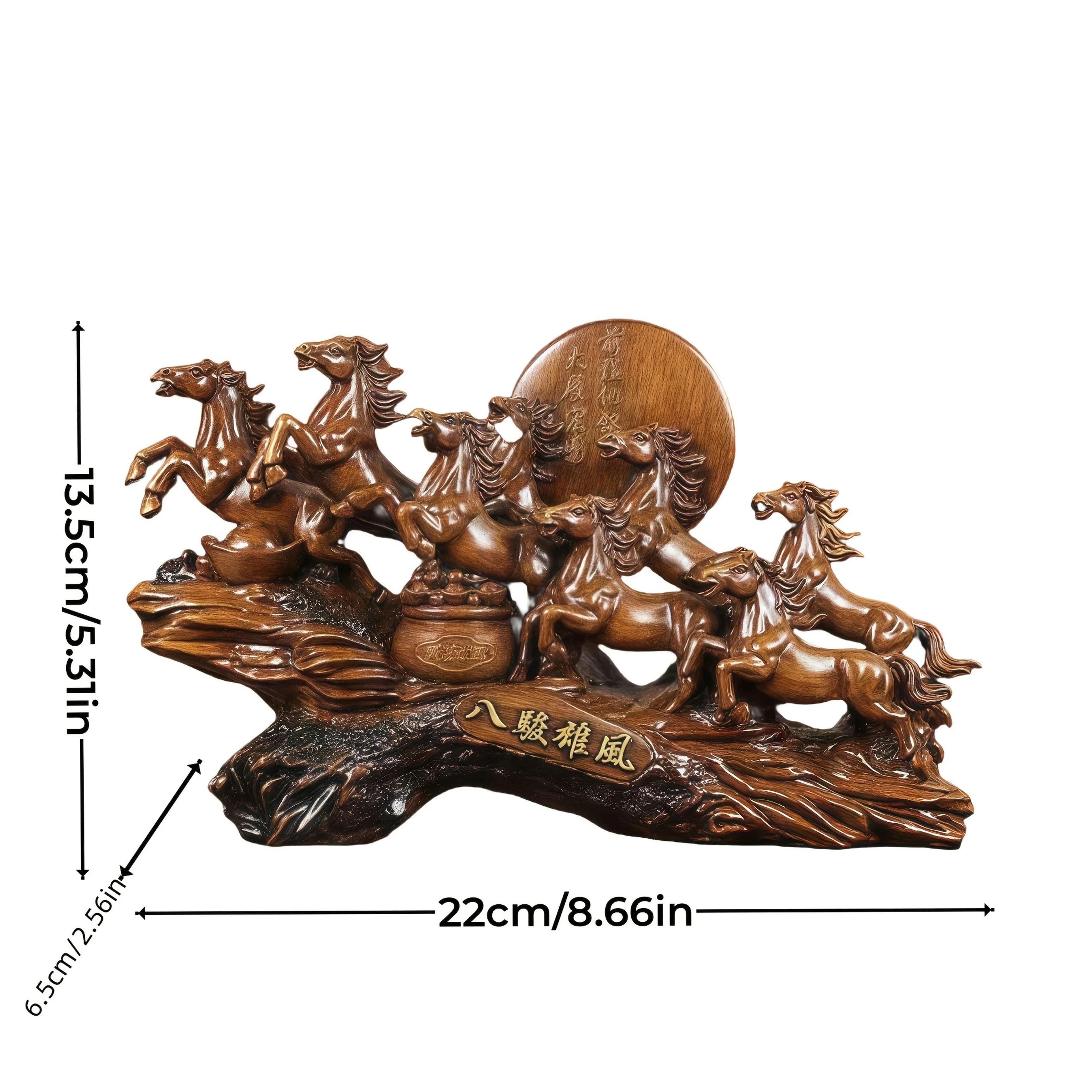 Eight Horses Feng Shui Resin Sculpture  Lucky Wealth Desk  Home Decor Figurine 5