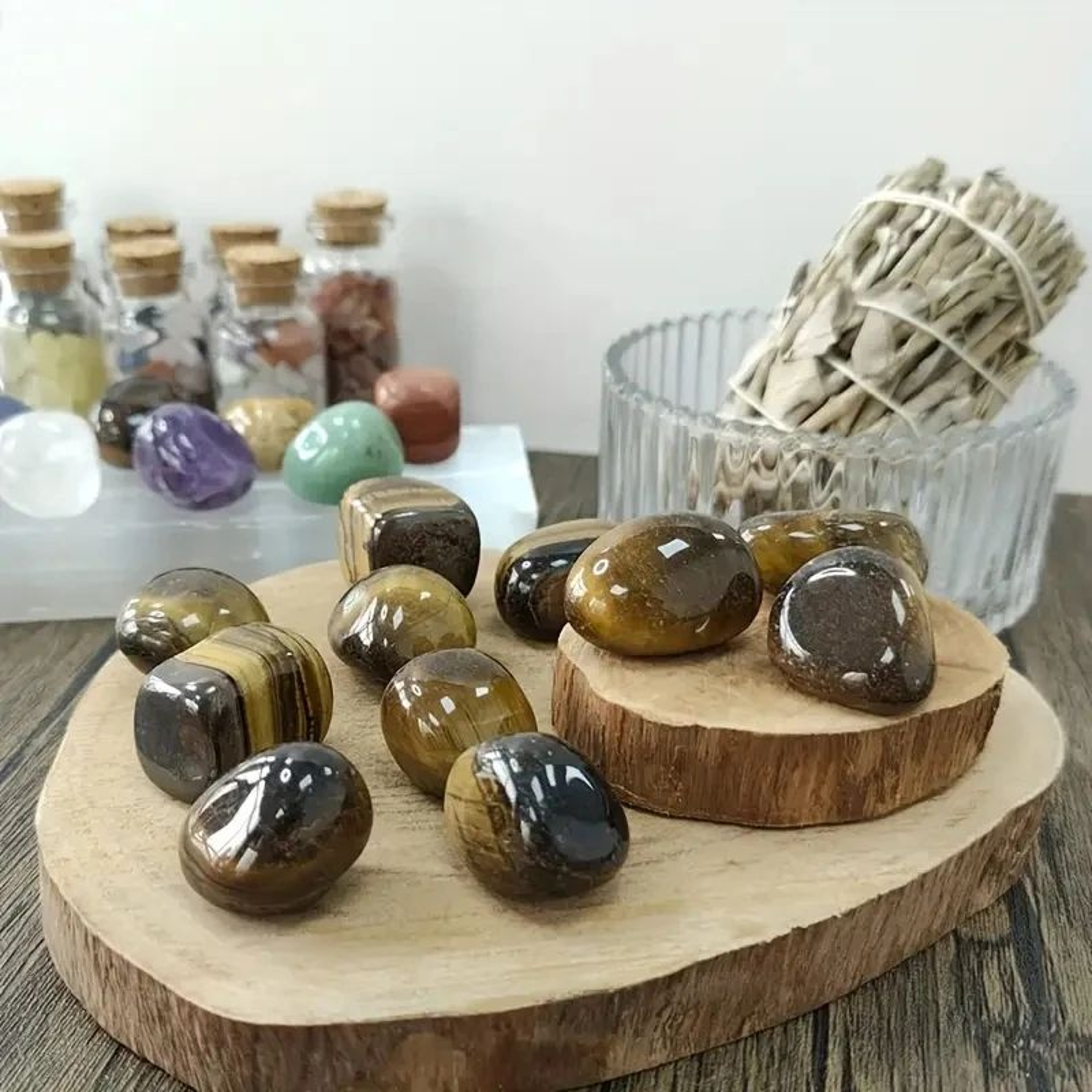 Tiger Eye Tumbled Crystal Stones  Polished Natural Gemstones For Home Decor  Healing 3