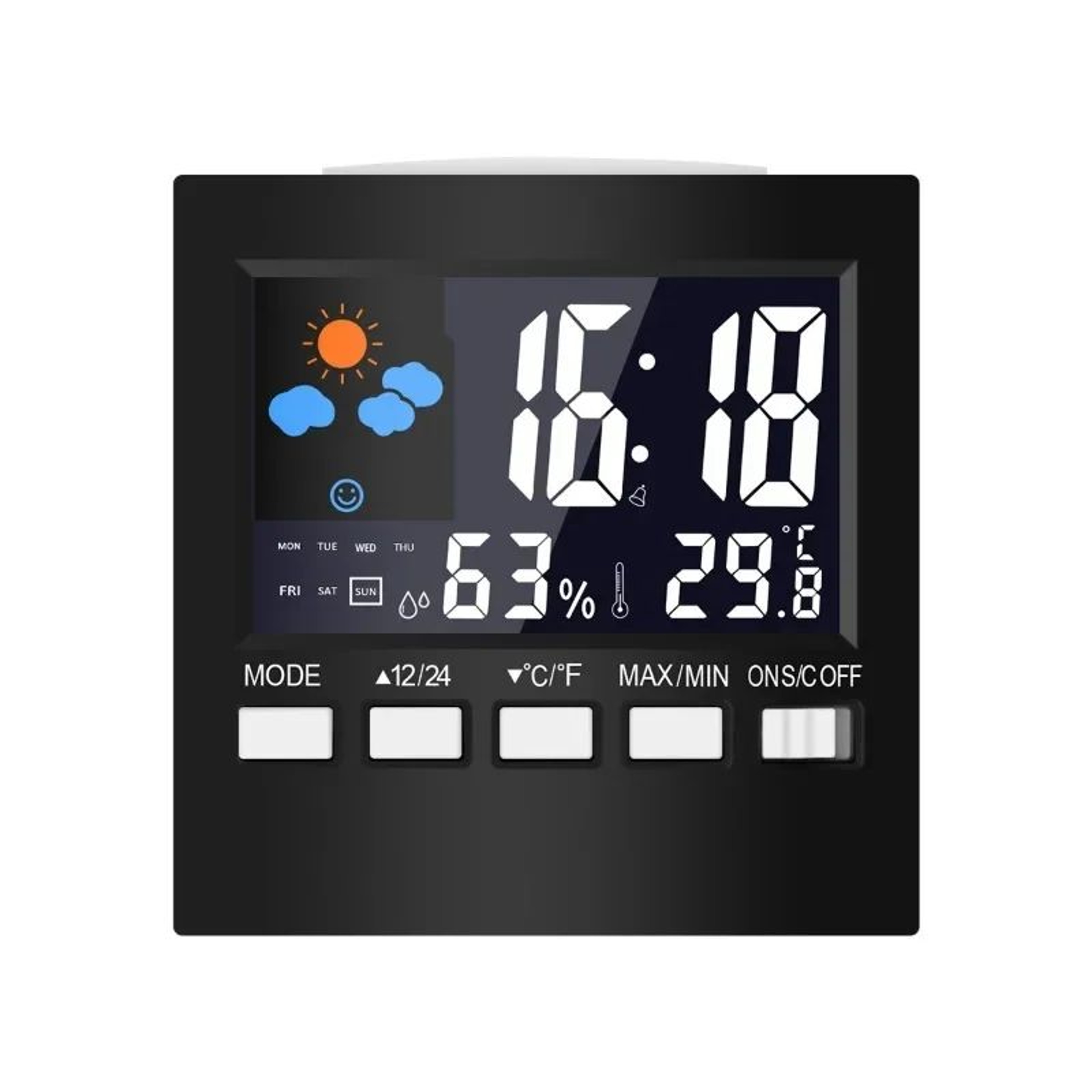 Smart Weather Forecast Station Clock  LCD Temperature Humidity Monitor With Alarm  Voice Control 6