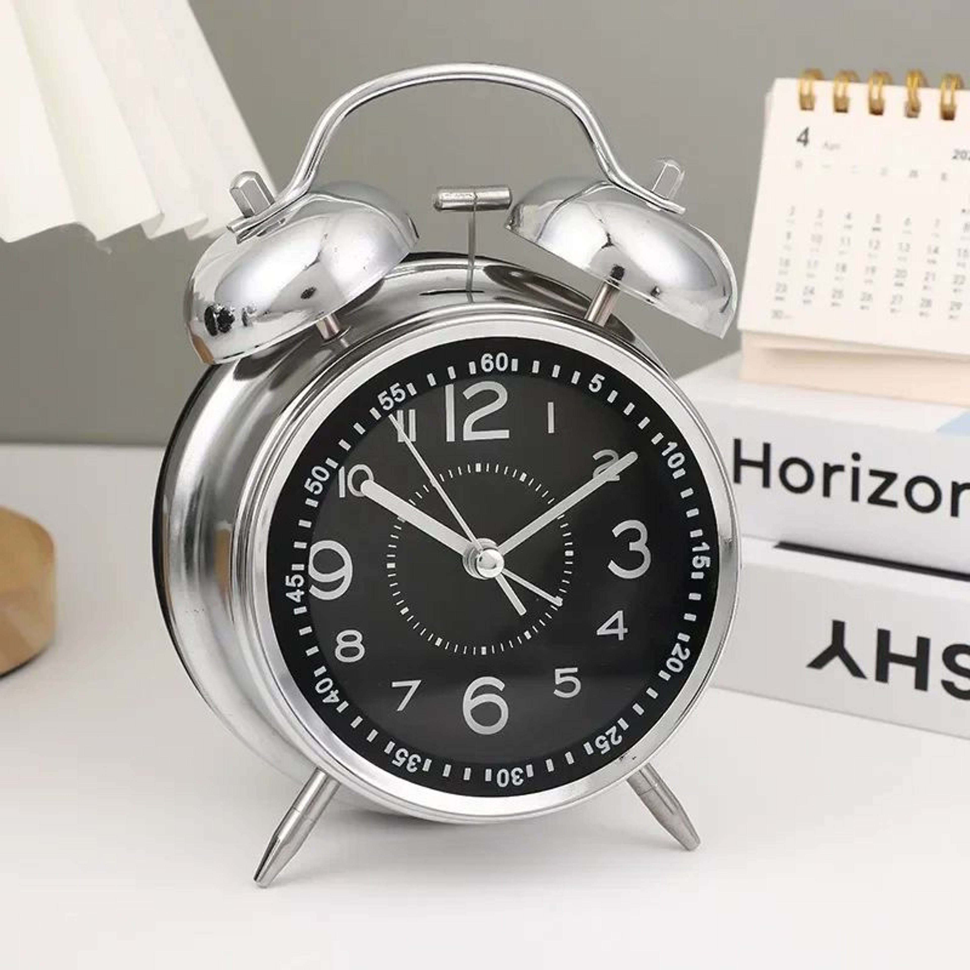 Classic Twin Bell Alarm Clock With Night Light  Loud Metal Desk Clock For Bedroom  Bedside 6