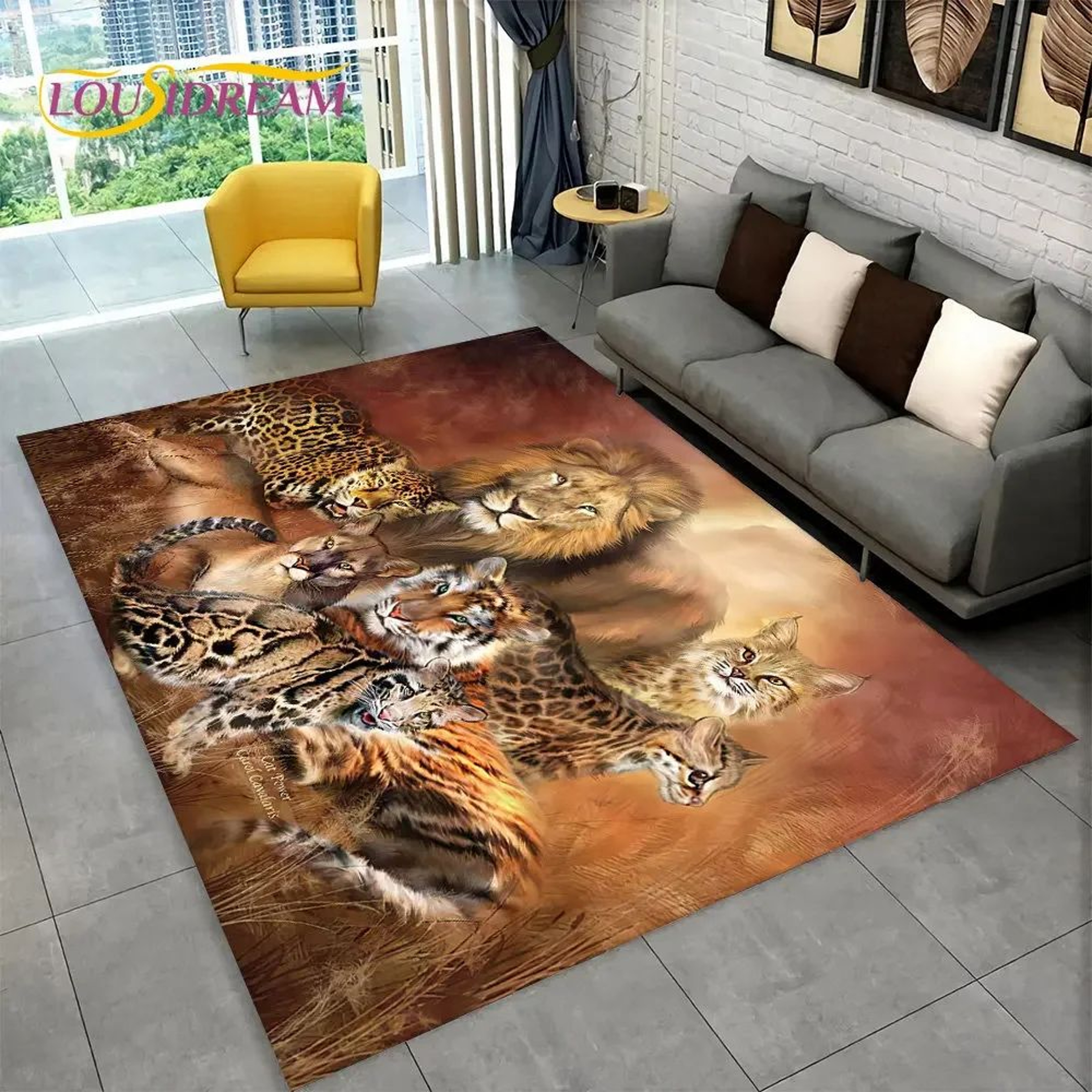 3D Animal Print Area Rug  NonSlip Flannel Carpet For Living Room Bedroom  Home Decor 12