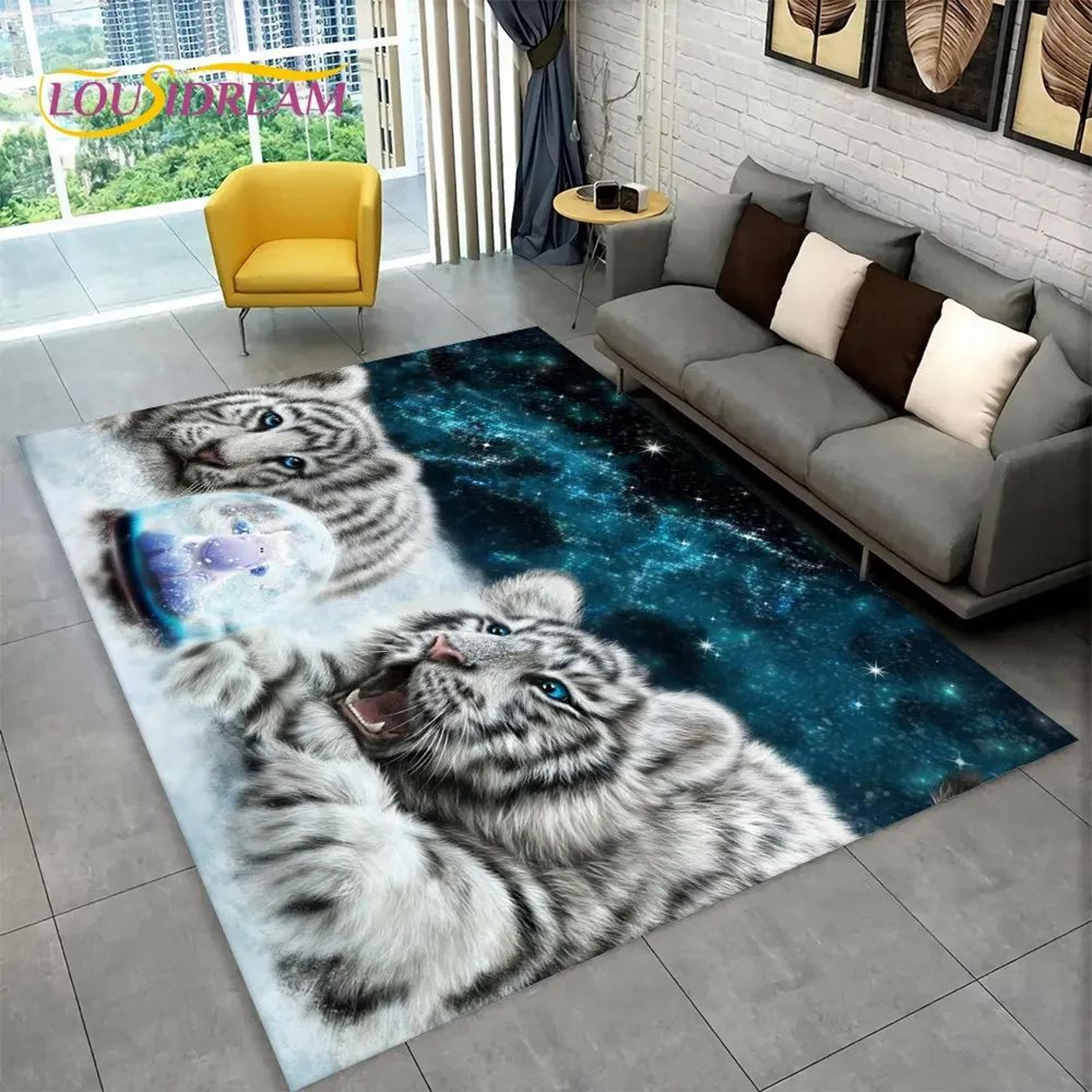 3D Animal Print Area Rug  NonSlip Flannel Carpet For Living Room Bedroom  Home Decor 17