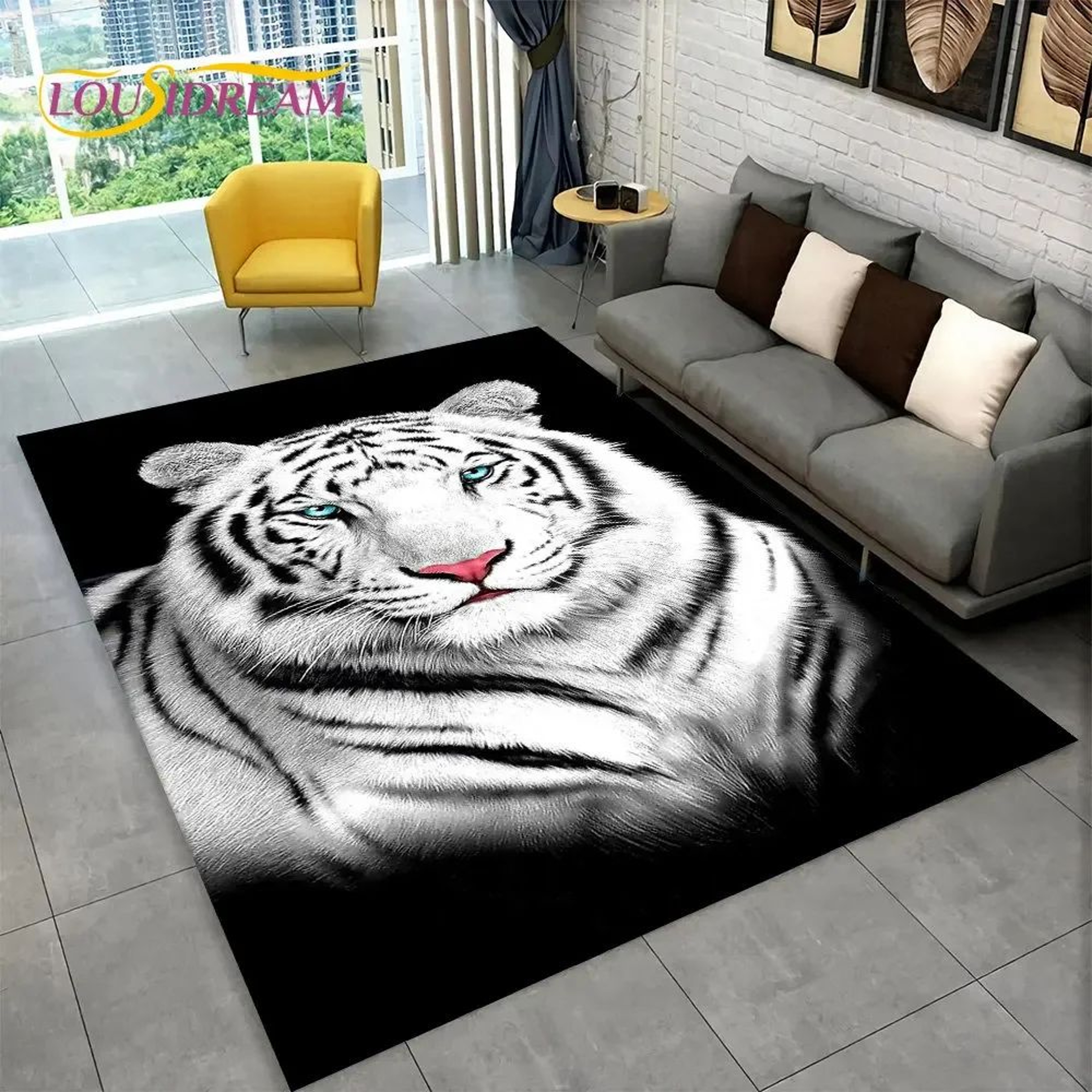 3D Animal Print Area Rug  NonSlip Flannel Carpet For Living Room Bedroom  Home Decor 19