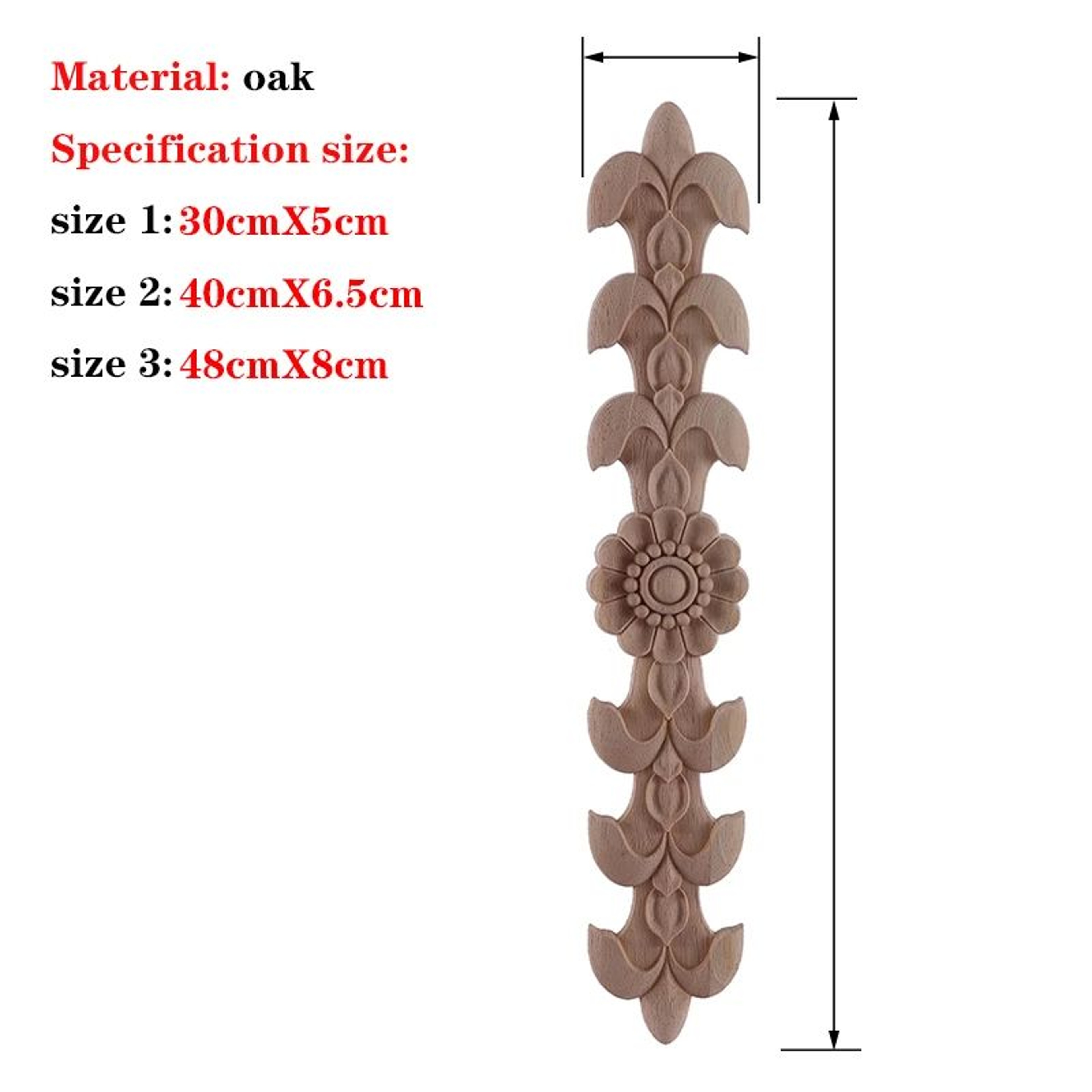 HandCarved European Oak Applique  Vintage Floral Wood Onlay Decor For Furniture  Doors 3