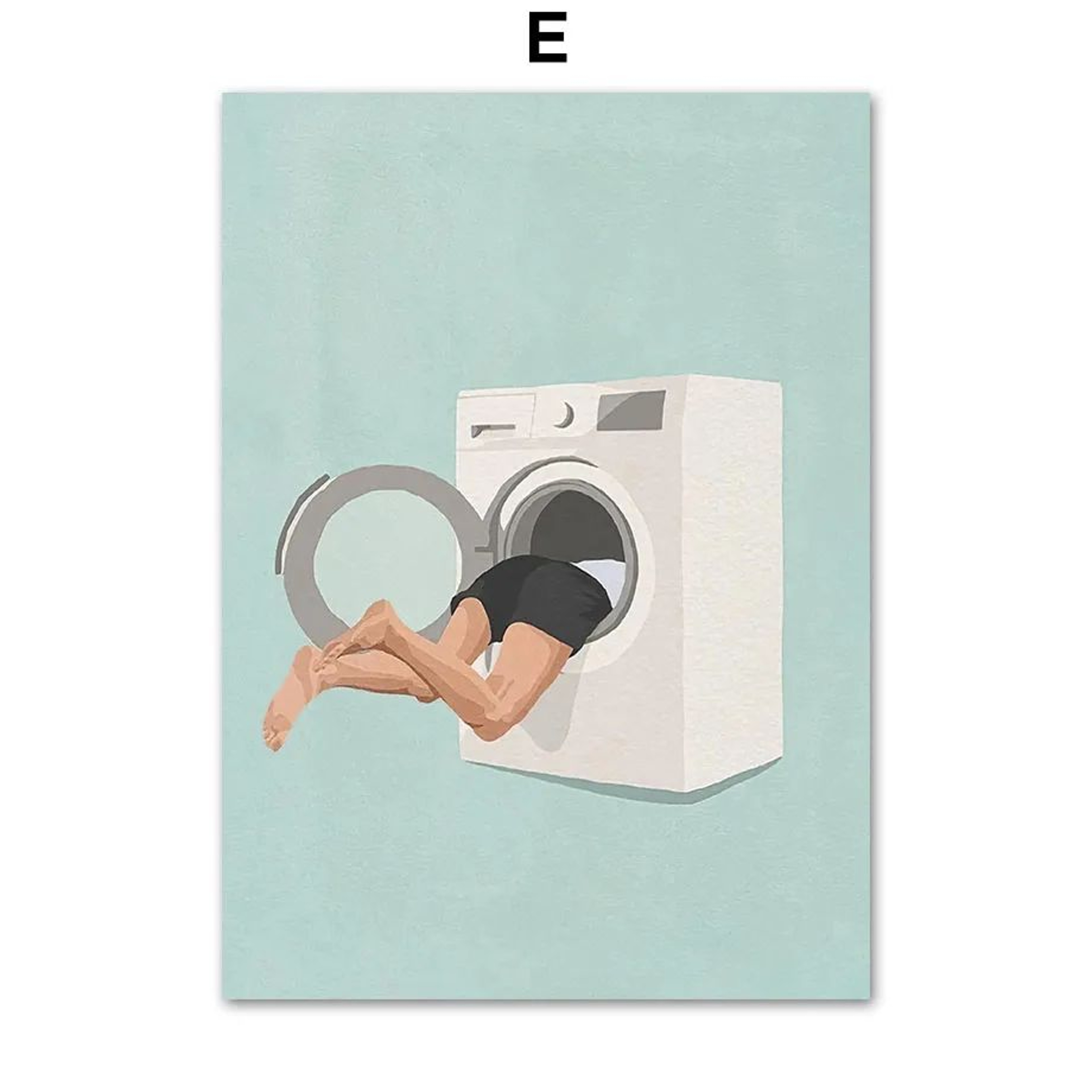 Laundry Girl Canvas Wall Art  Nordic Bathroom Poster Print Home Decor 9