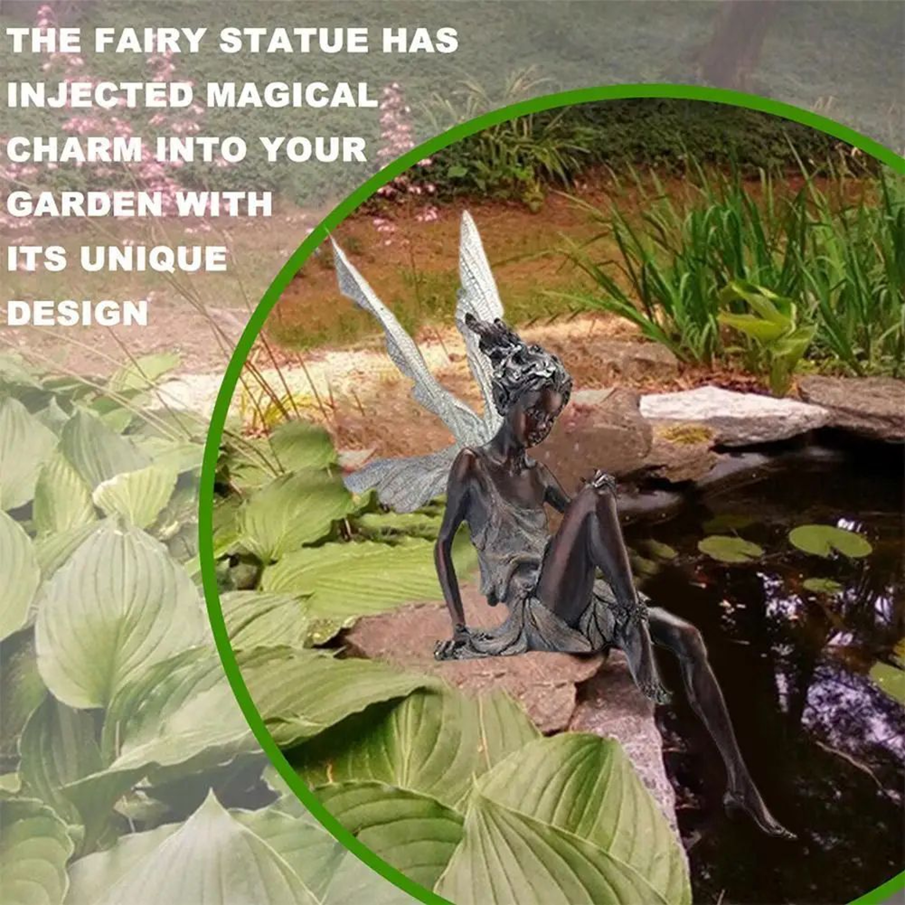 Flute Playing Fairy Garden Statue  Angel Resin Outdoor Lawn Sculpture Decor 0