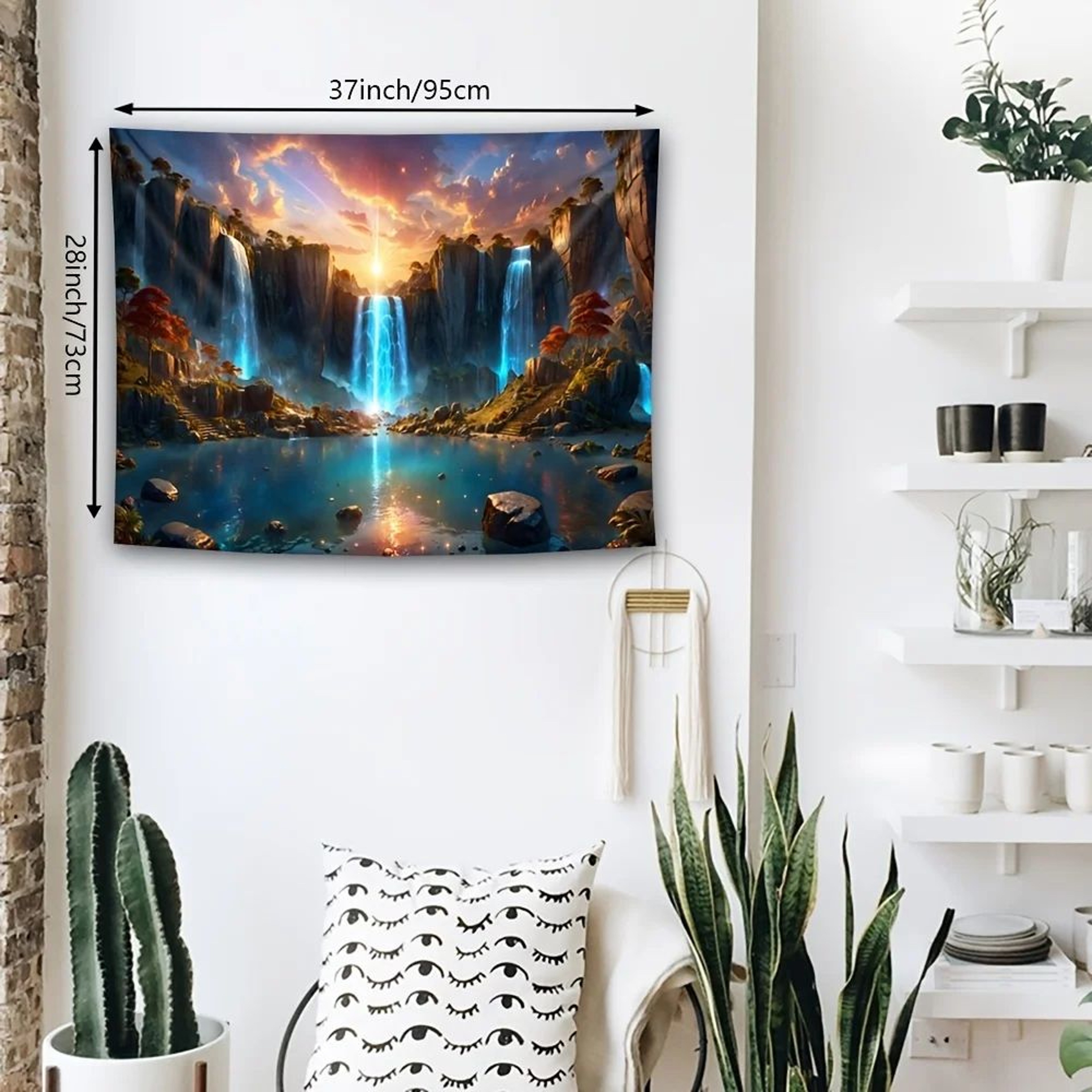 Ultra Large Waterfall Canyon Tapestry Wall Hanging  Scenic Landscape Polyester Decor For Living Roo 1