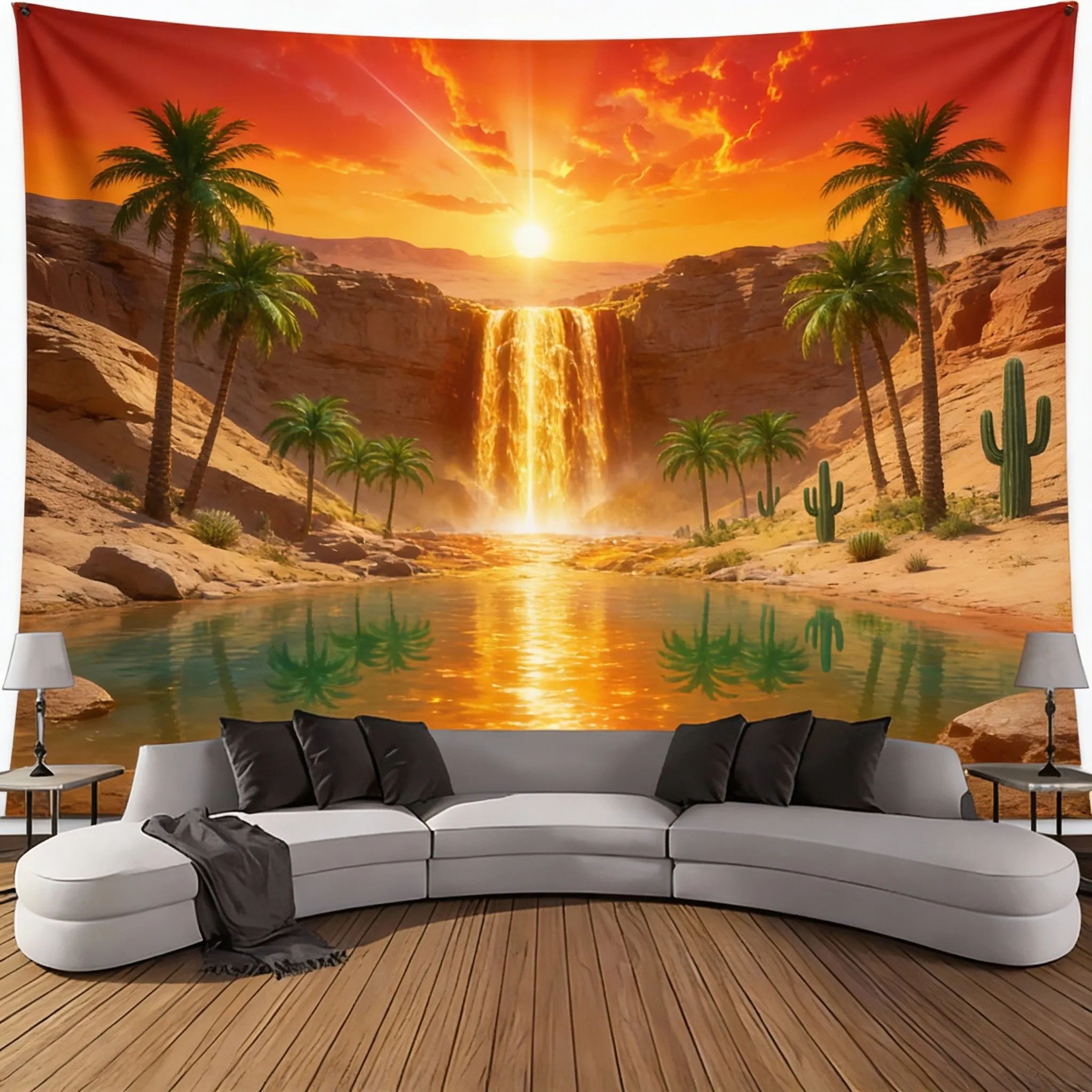 Ultra Large Waterfall Canyon Tapestry Wall Hanging  Scenic Landscape Polyester Decor For Living Roo 7