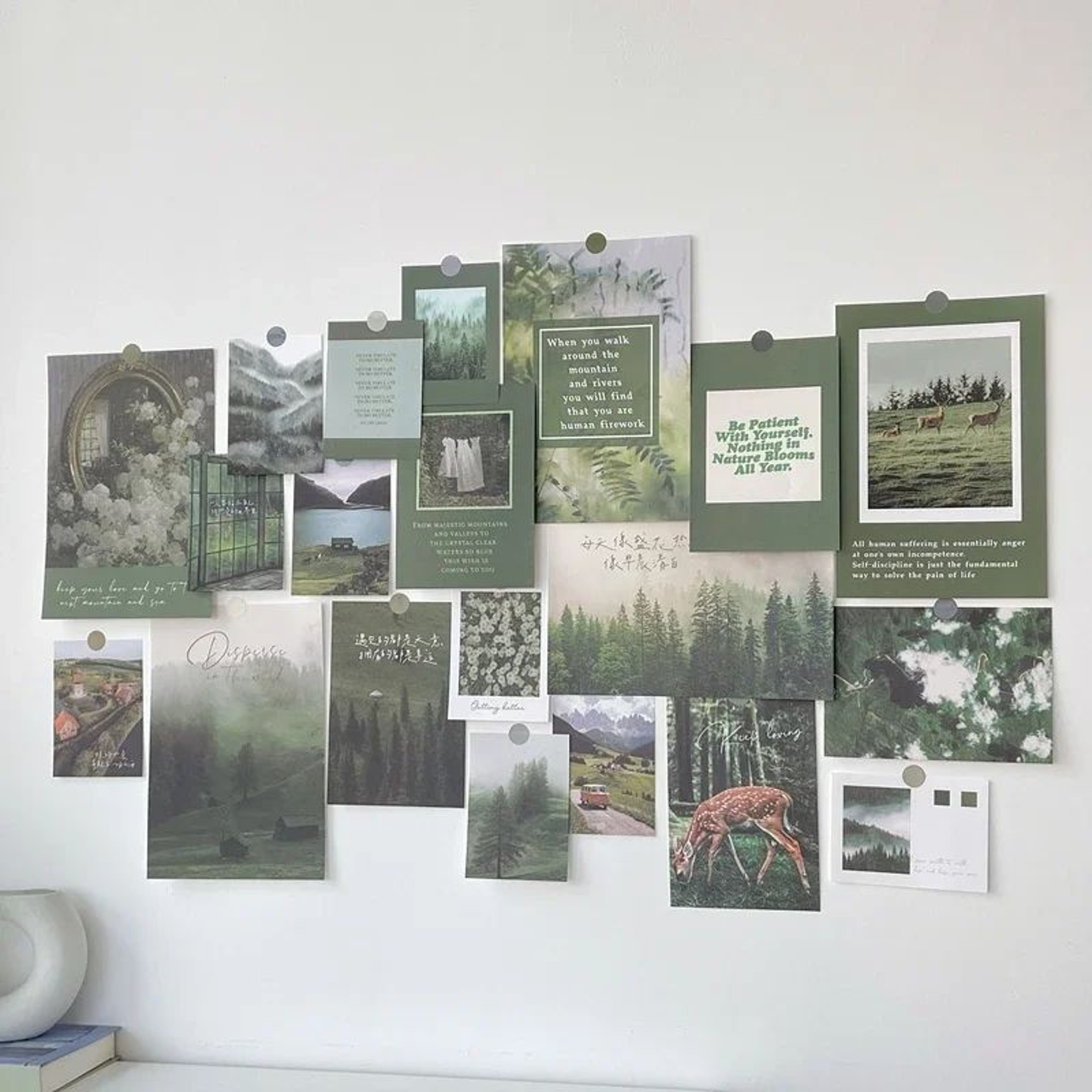 Nordic Retro Photo Card Wall Stickers Set  Japanese Mori Style DIY Art Postcards For Bedroom Decor 1