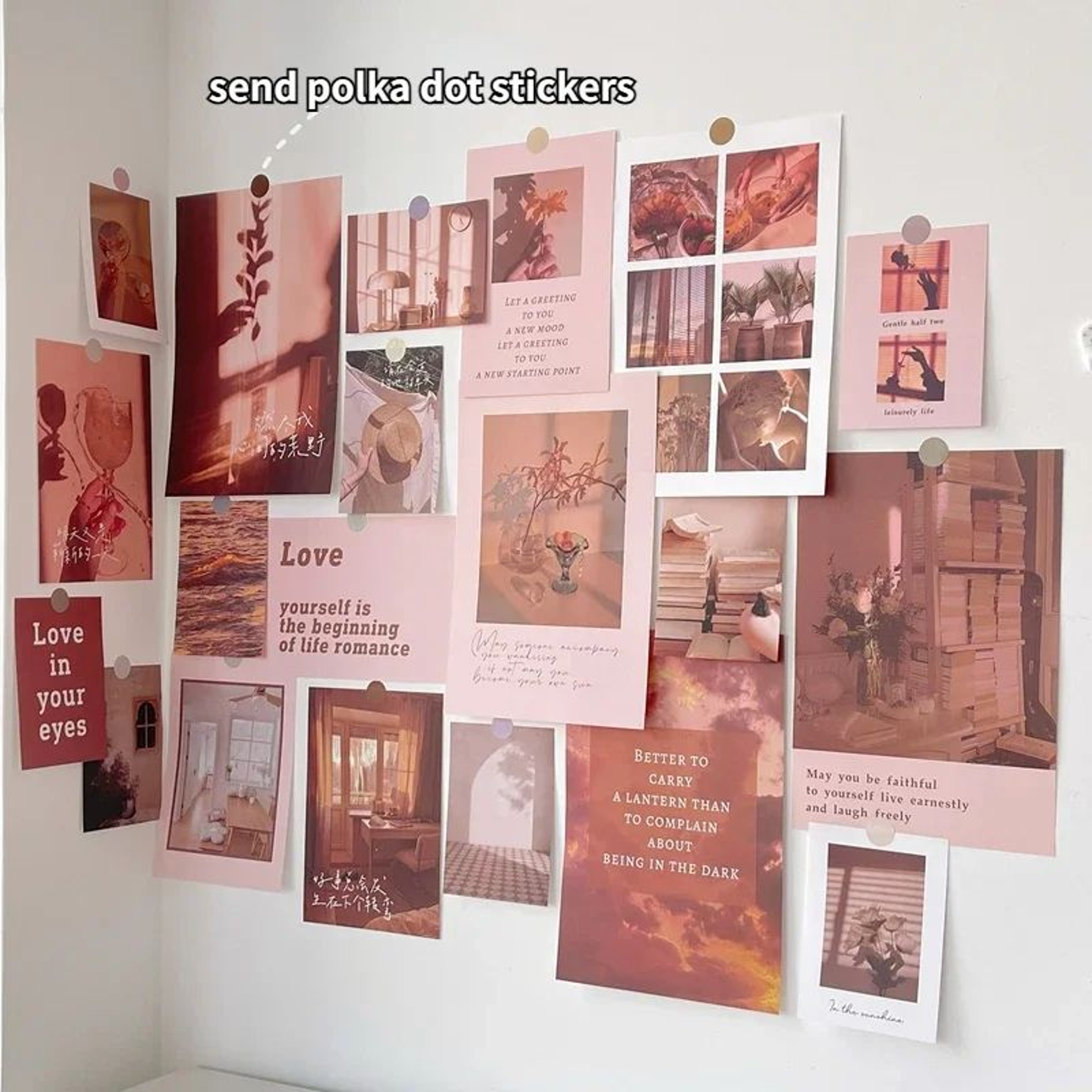 Nordic Retro Photo Card Wall Stickers Set  Japanese Mori Style DIY Art Postcards For Bedroom Decor 5