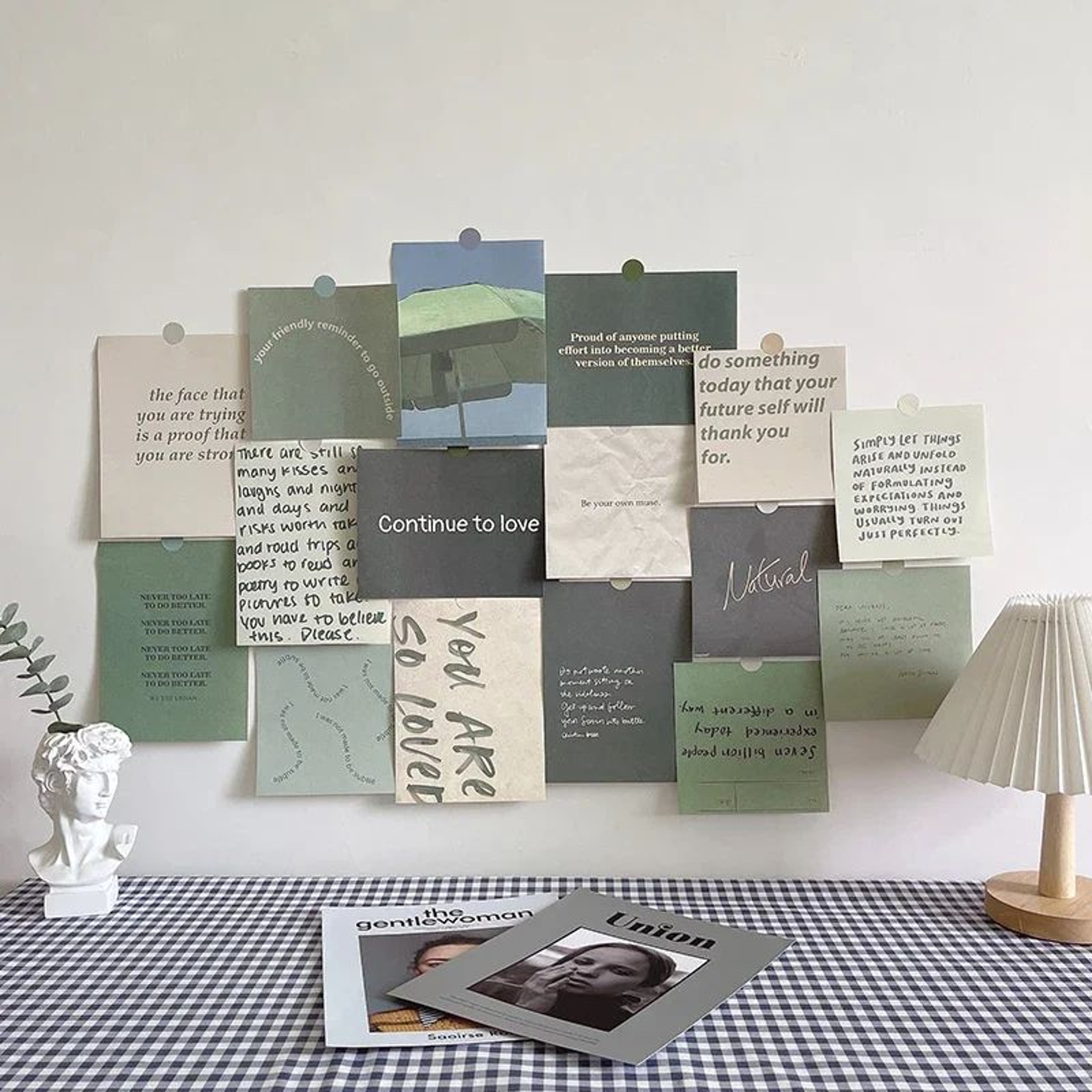 Nordic Retro Photo Card Wall Stickers Set  Japanese Mori Style DIY Art Postcards For Bedroom Decor 19