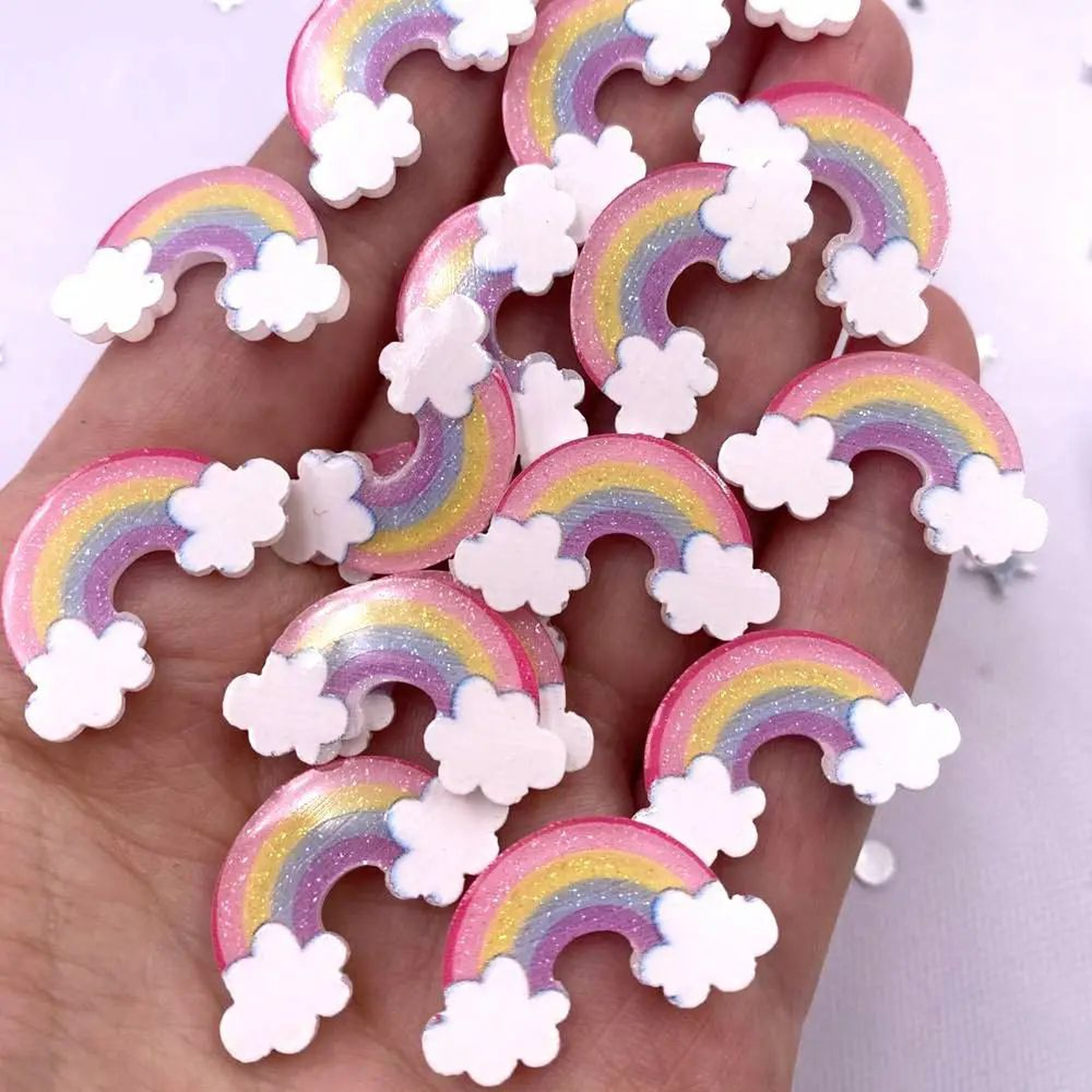 Glitter Cloud  Rainbow Acrylic Flatback Charms  Colorful Mini DIY Embellishments For Crafts  Decor 2