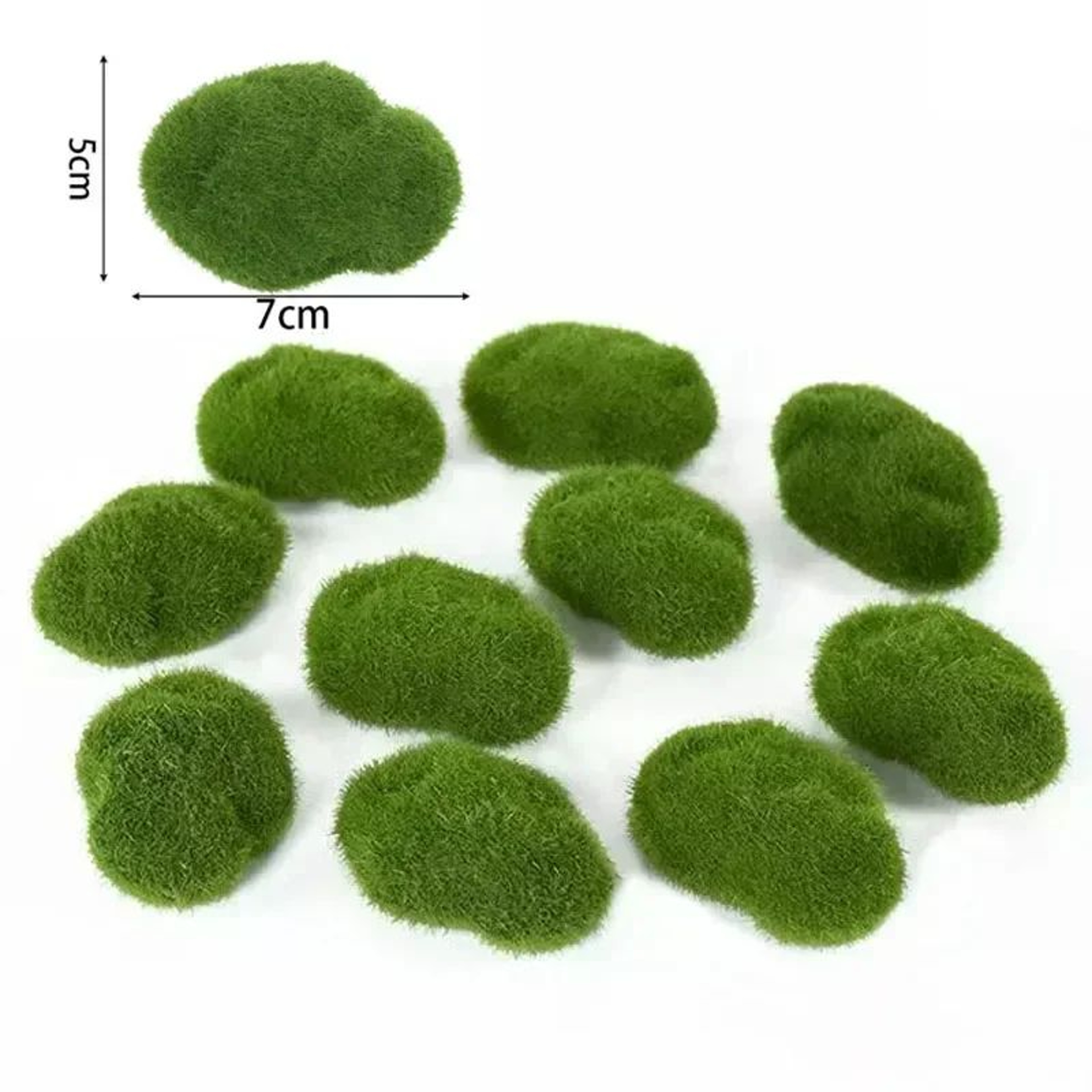 Artificial Moss Stone Balls  Realistic Green Foam Flocking Rocks For Bonsai  Garden Decor 7