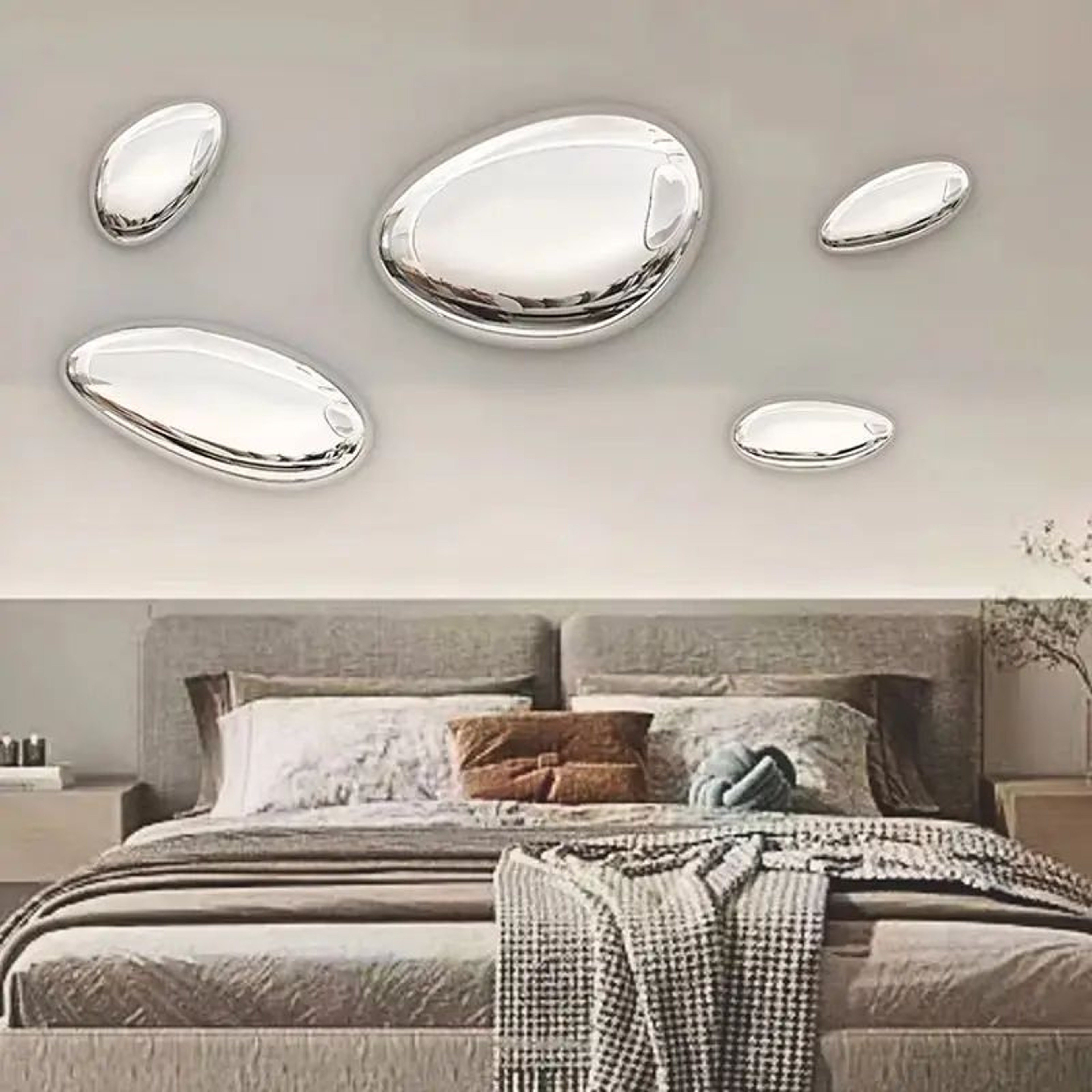Modern Luxury Water Drop Wall Pendant  Imitation Stainless Steel Goose Egg Stone Decor For Elegant  5