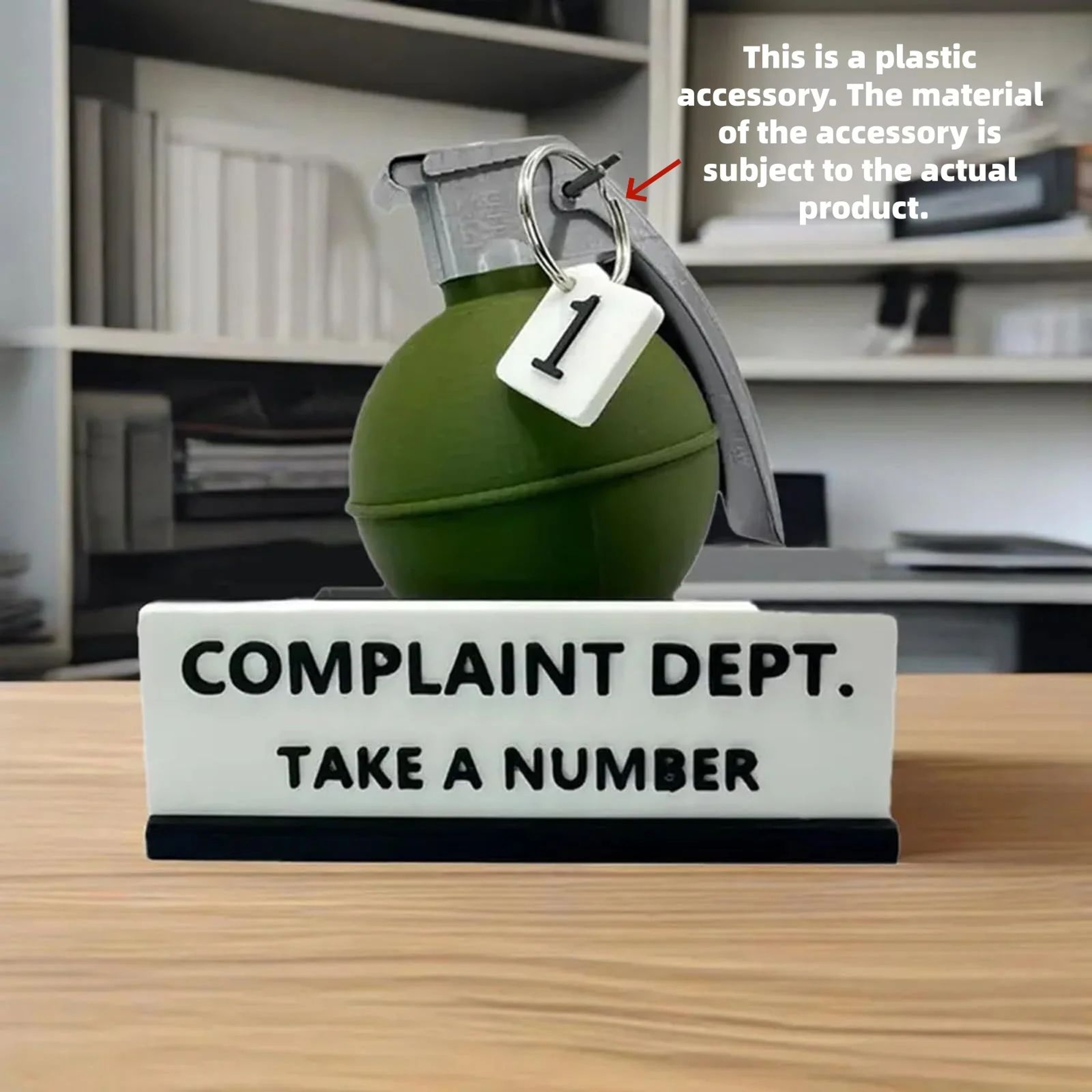 Funny Complaint Department Grenade Desk Sign  3D Printed Prank Office Decor Gift 0