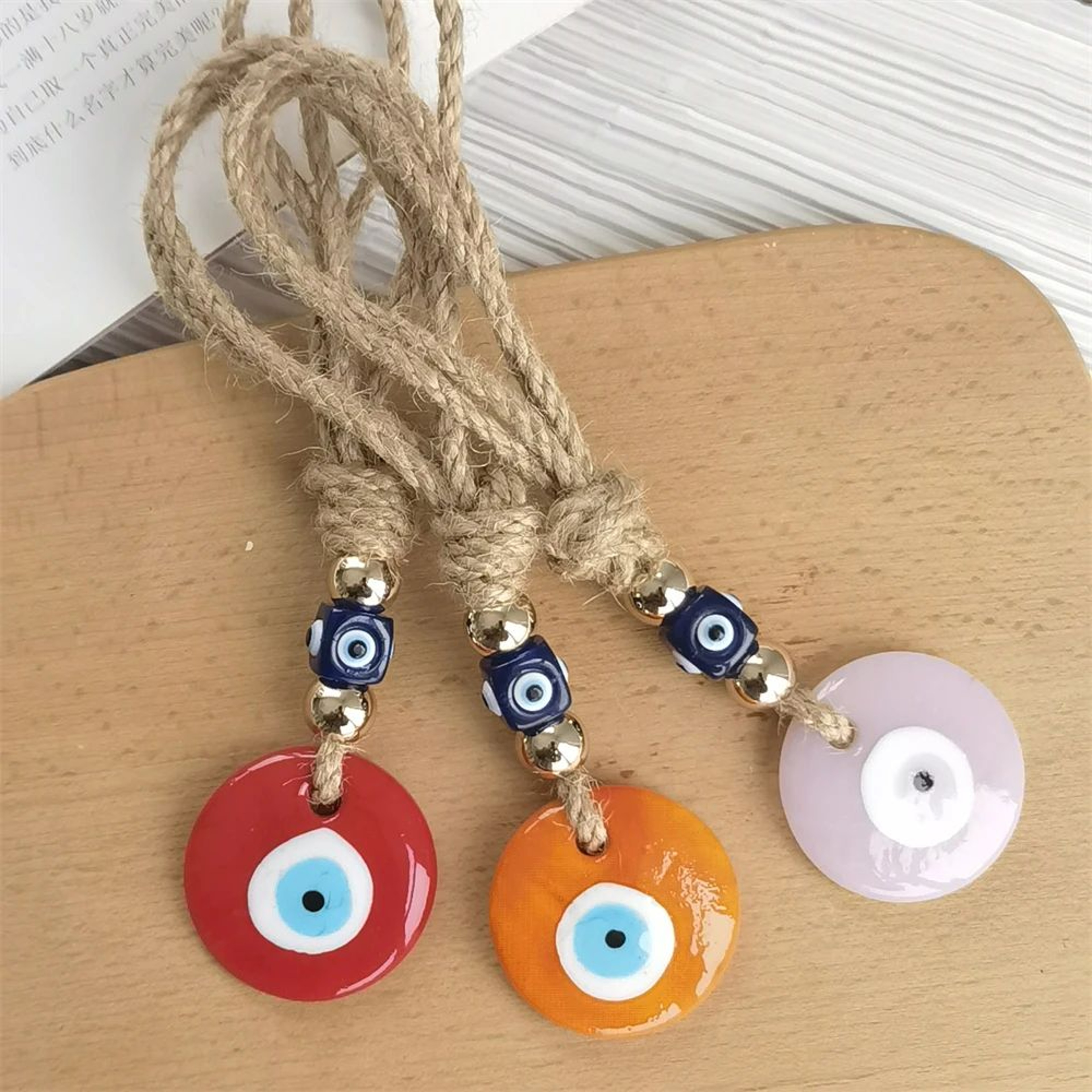Handcrafted Evil Eye Glass Wall Hanging  Blue Eye Protection Pendant For Home Decor 1
