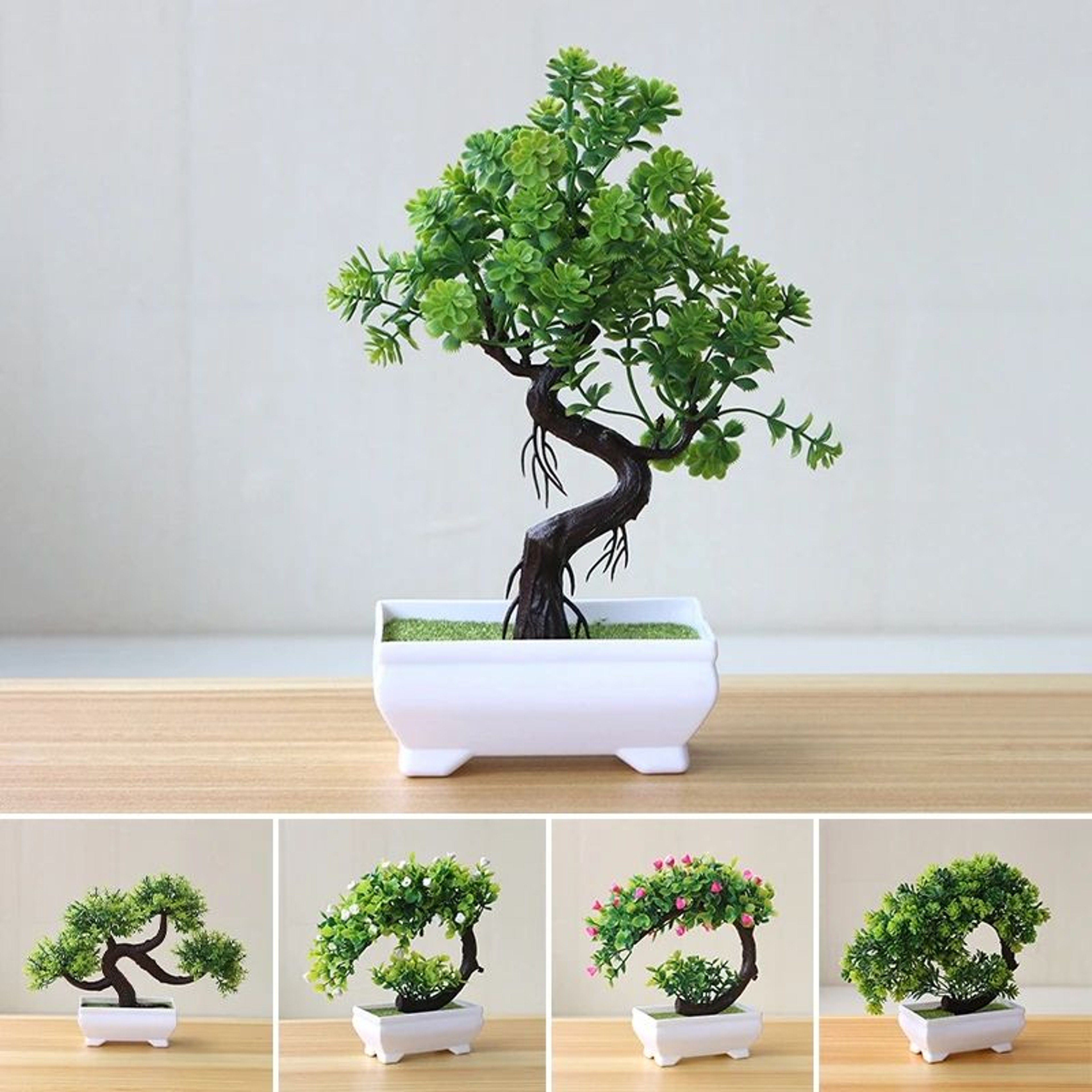 Artificial Bonsai Potted Plant  Realistic Mini Tree Decor For Home Office  Garden Display 0