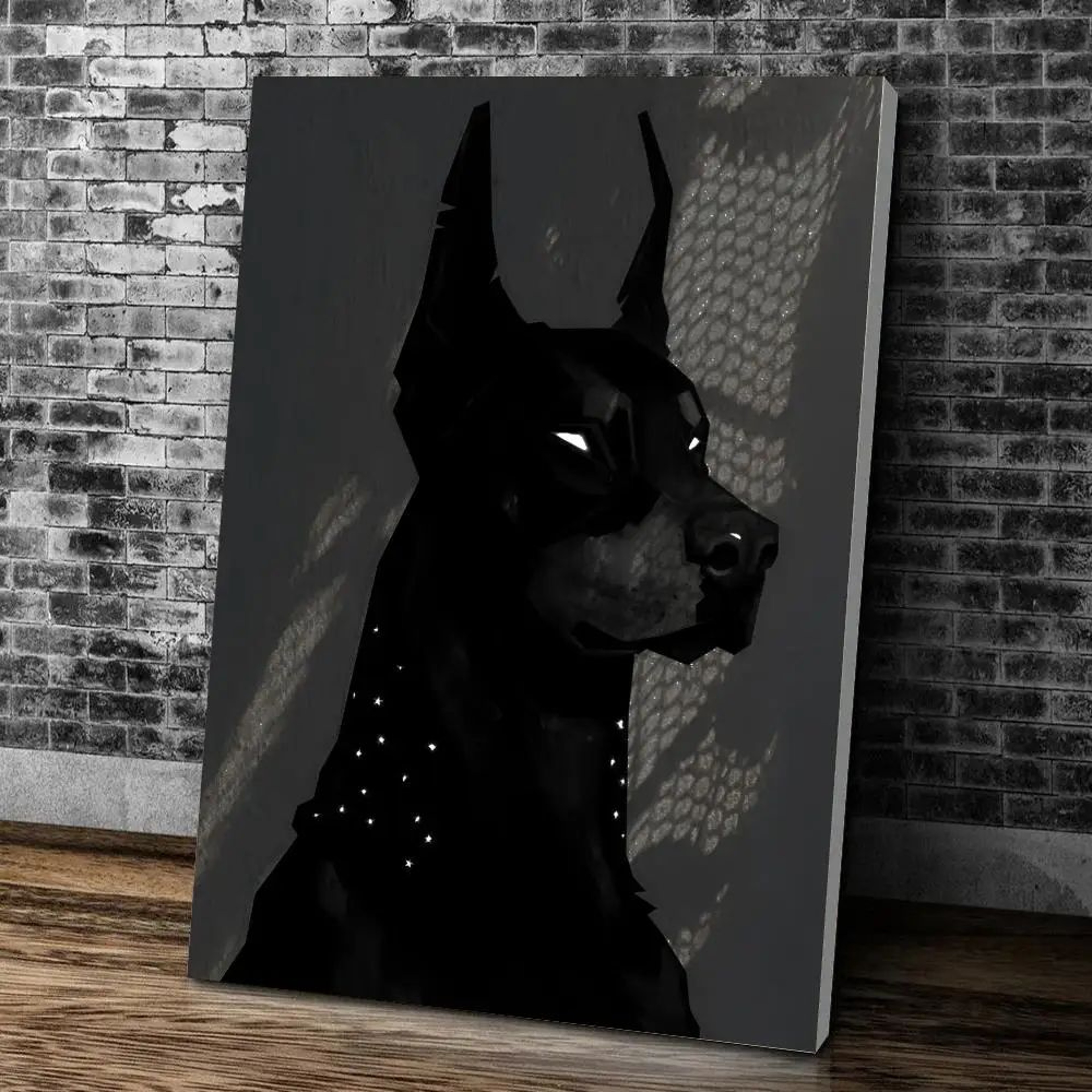 Black Doberman  Woman Canvas Wall Art  Elegant Calligraphy Portrait Print For Modern Home Decor 16