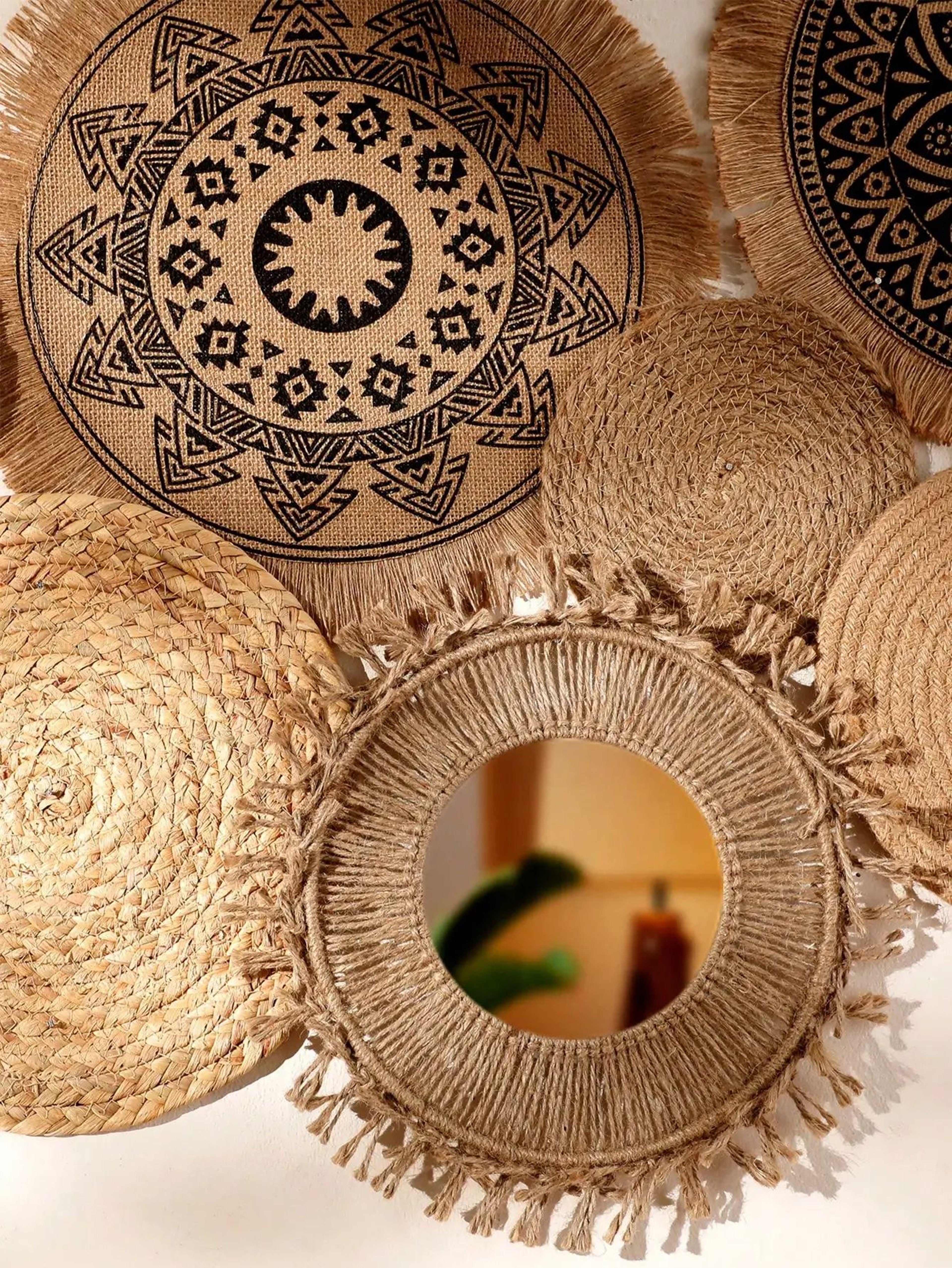 Boho Woven Wall Basket Decor Set  Handmade Seagrass Hanging Baskets For Rustic Farmhouse Walls 1
