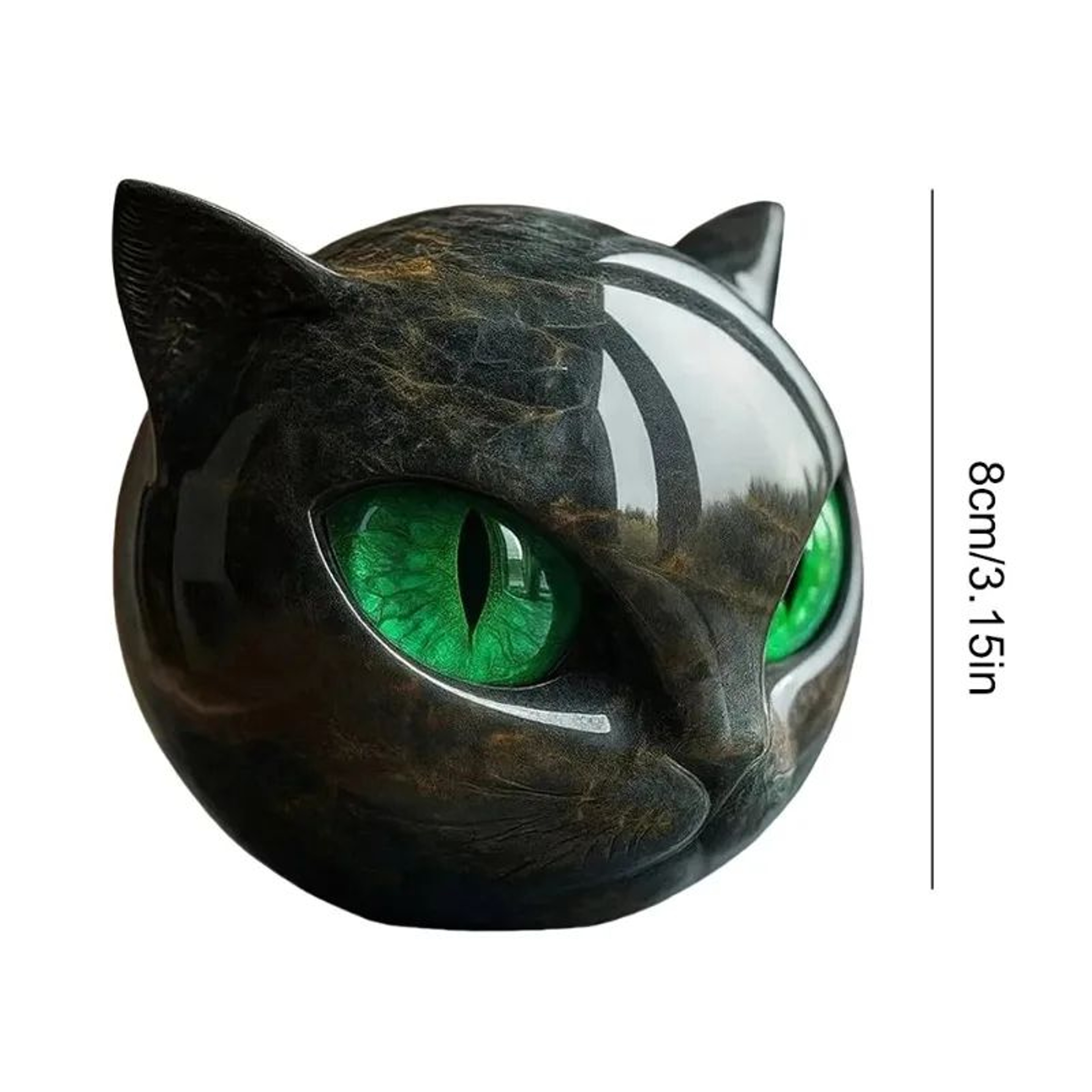 Luxury Black Cat Head Sculpture  Marble Texture Resin Decor With Amber Eyes For Modern Home 3