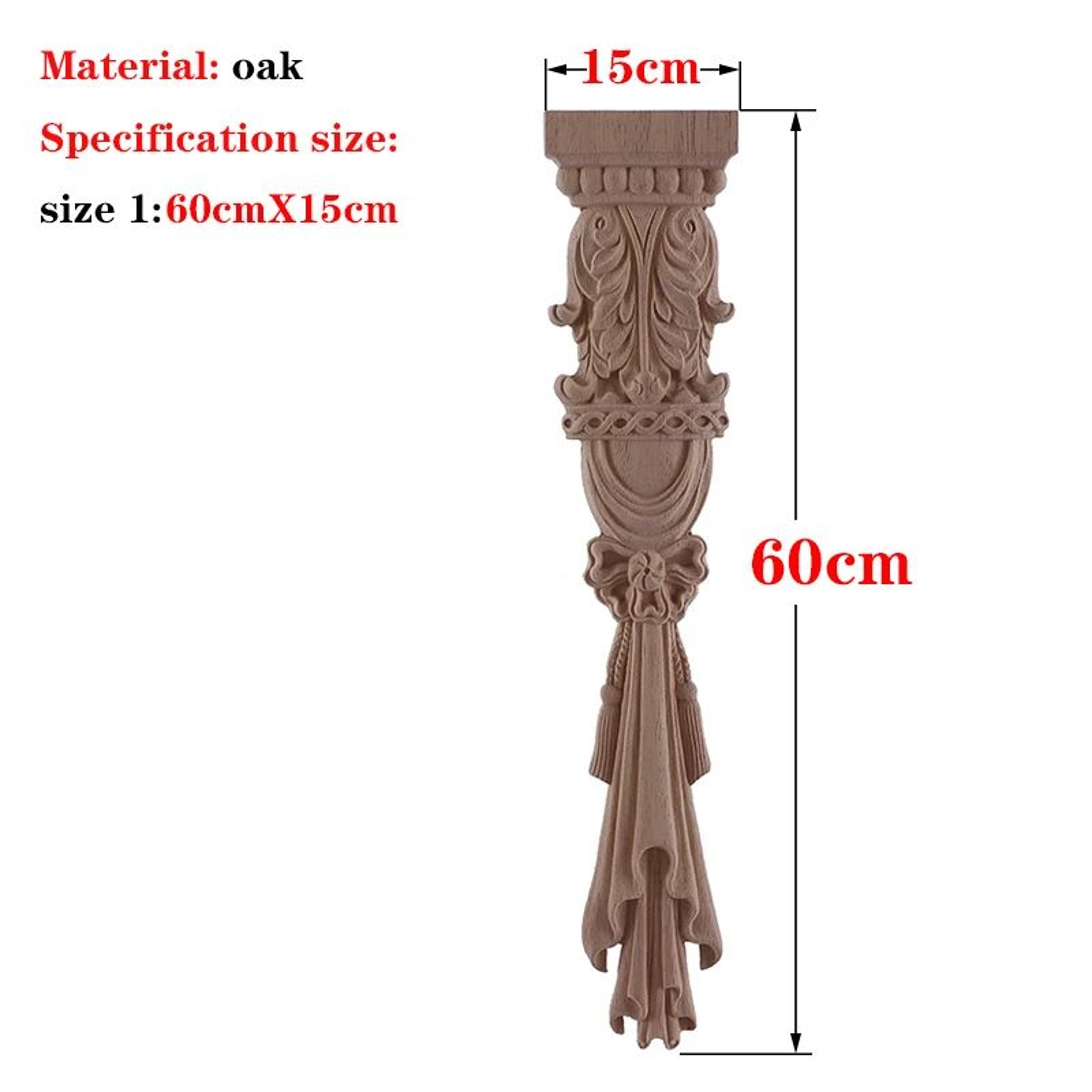 HandCarved European Oak Applique  Vintage Floral Wood Onlay Decor For Furniture  Doors 19