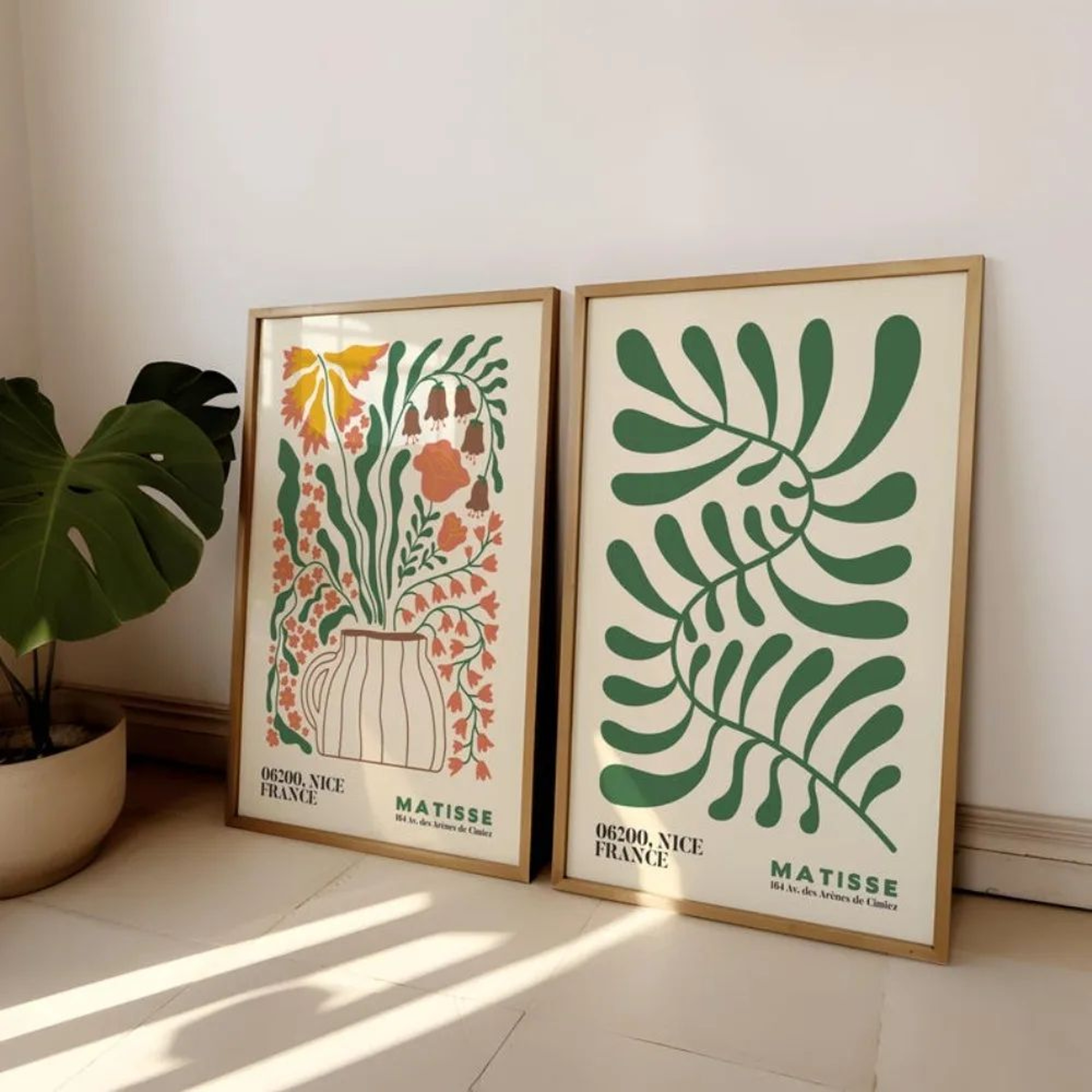 Matisse Floral Canvas Wall Art Set  Boho Abstract Flower Prints For Bedroom  Living Room Decor 4