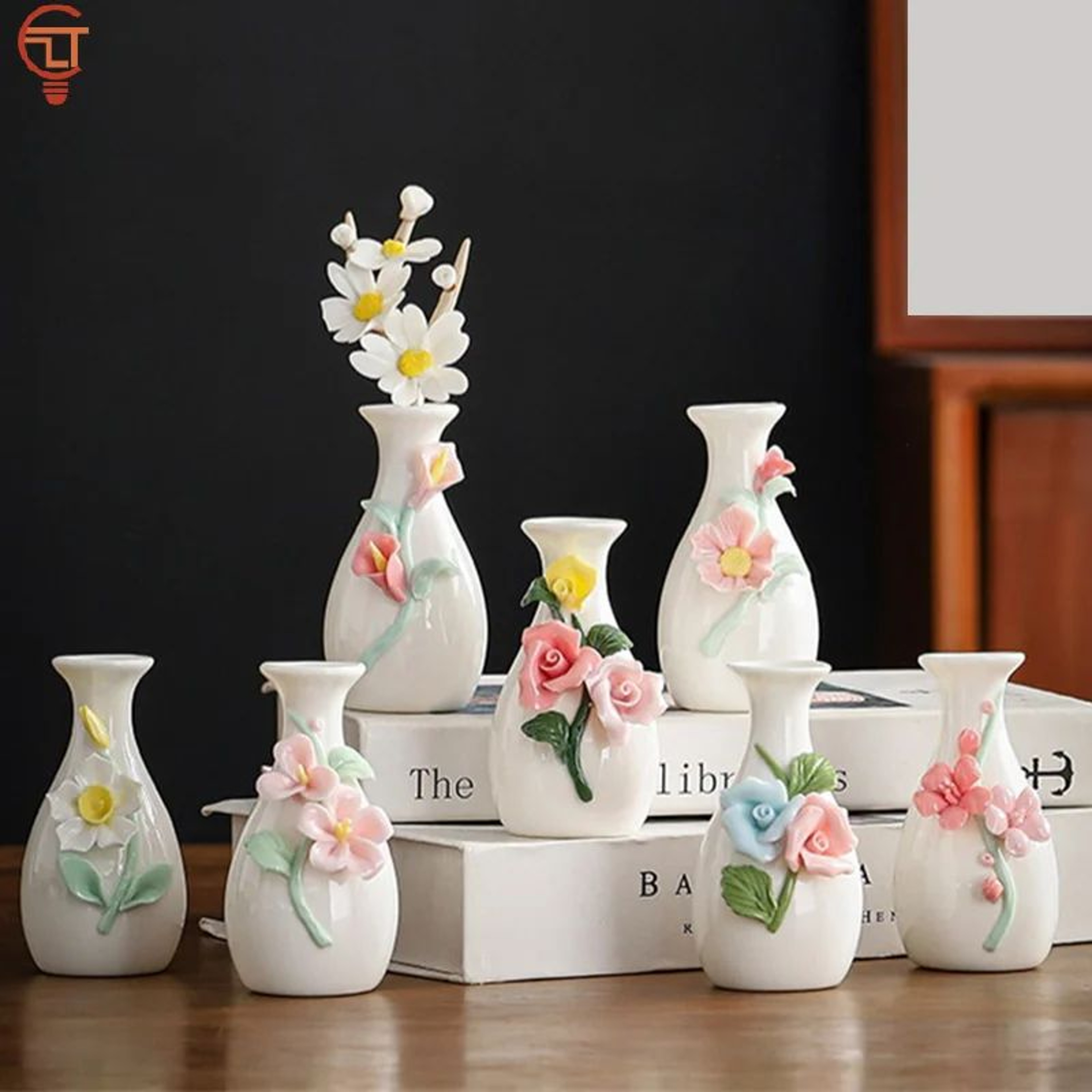 Vintage Chinese Ceramic Mini Vase  Retro Toothpick Holder  Cotton Swab Storage Jar Decor 1