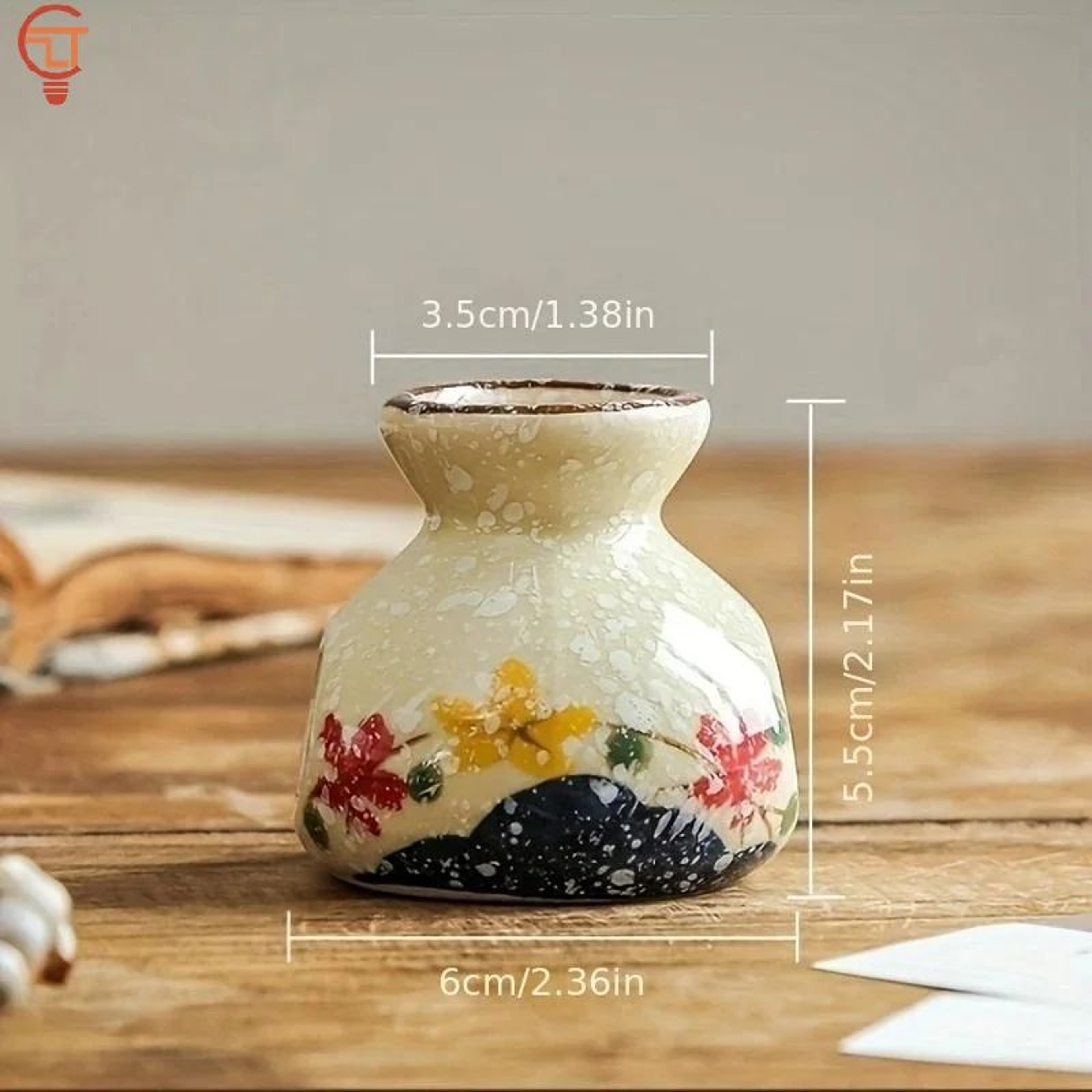 Vintage Chinese Ceramic Mini Vase  Retro Toothpick Holder  Cotton Swab Storage Jar Decor 4