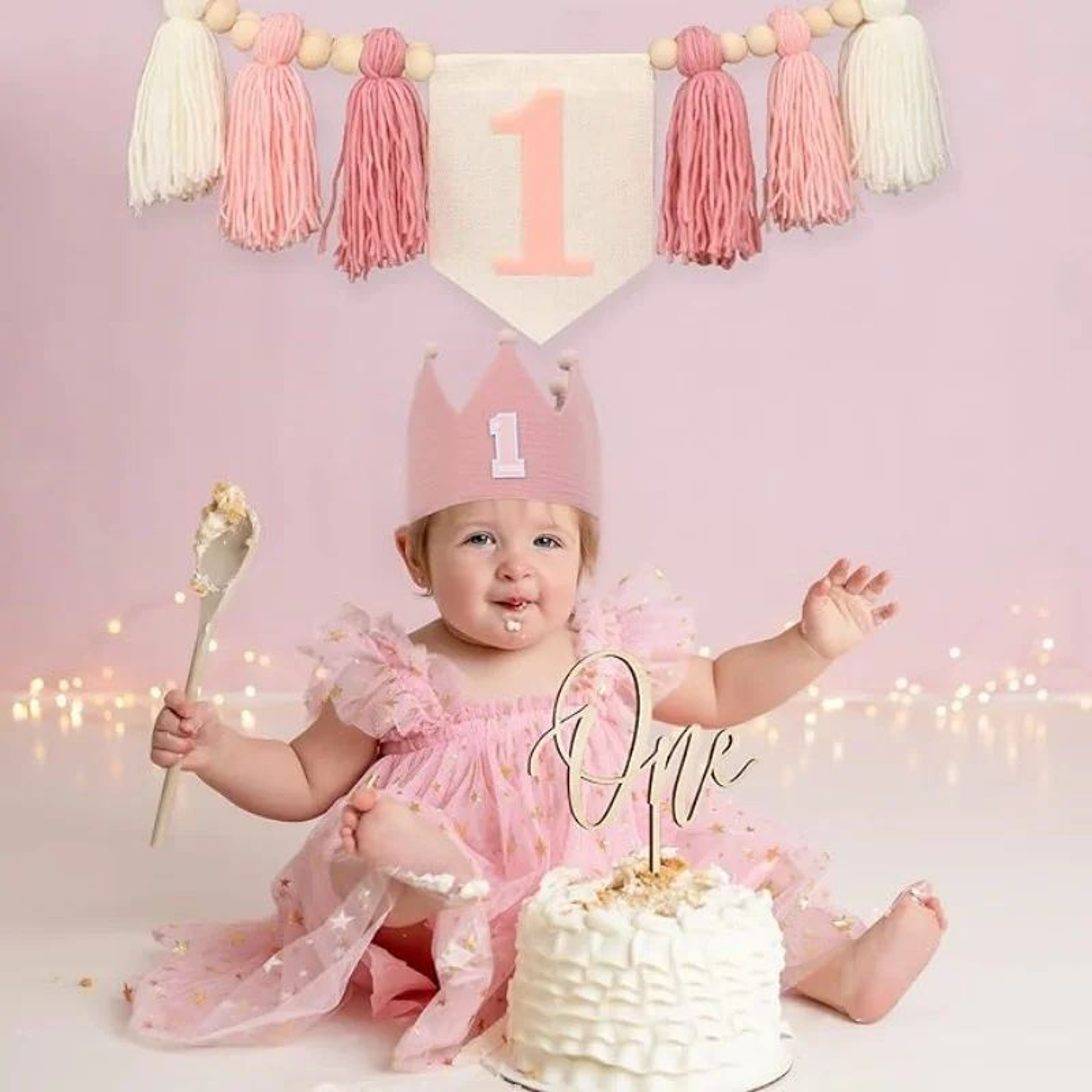 Boho 1st Birthday High Chair Banner  Modern Nursery  Baby Room Party Decoration 1