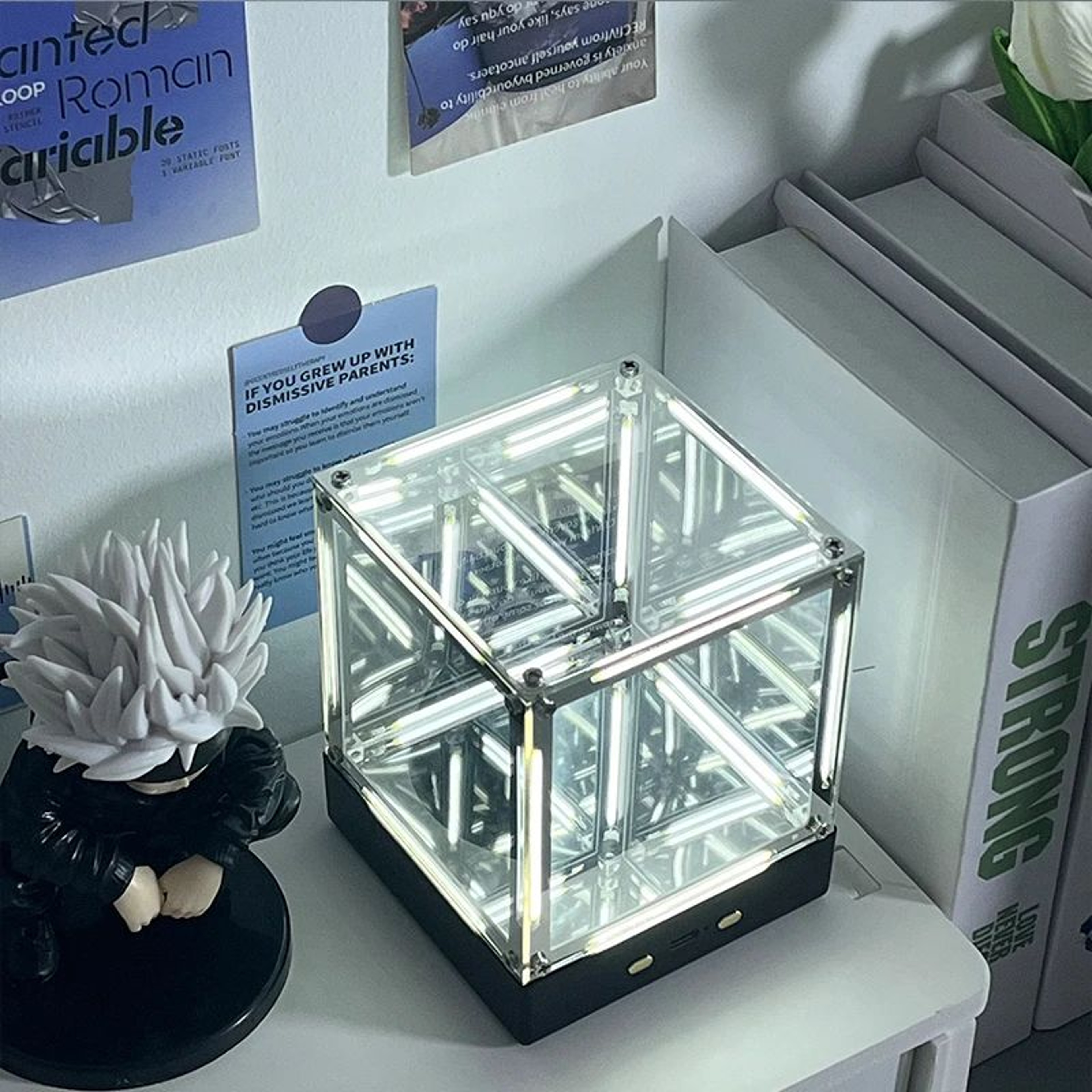 4D Hypercube LED Night Light Display Box  Futuristic Acrylic Gamer Desk Lamp  Action Figure Showcas 7