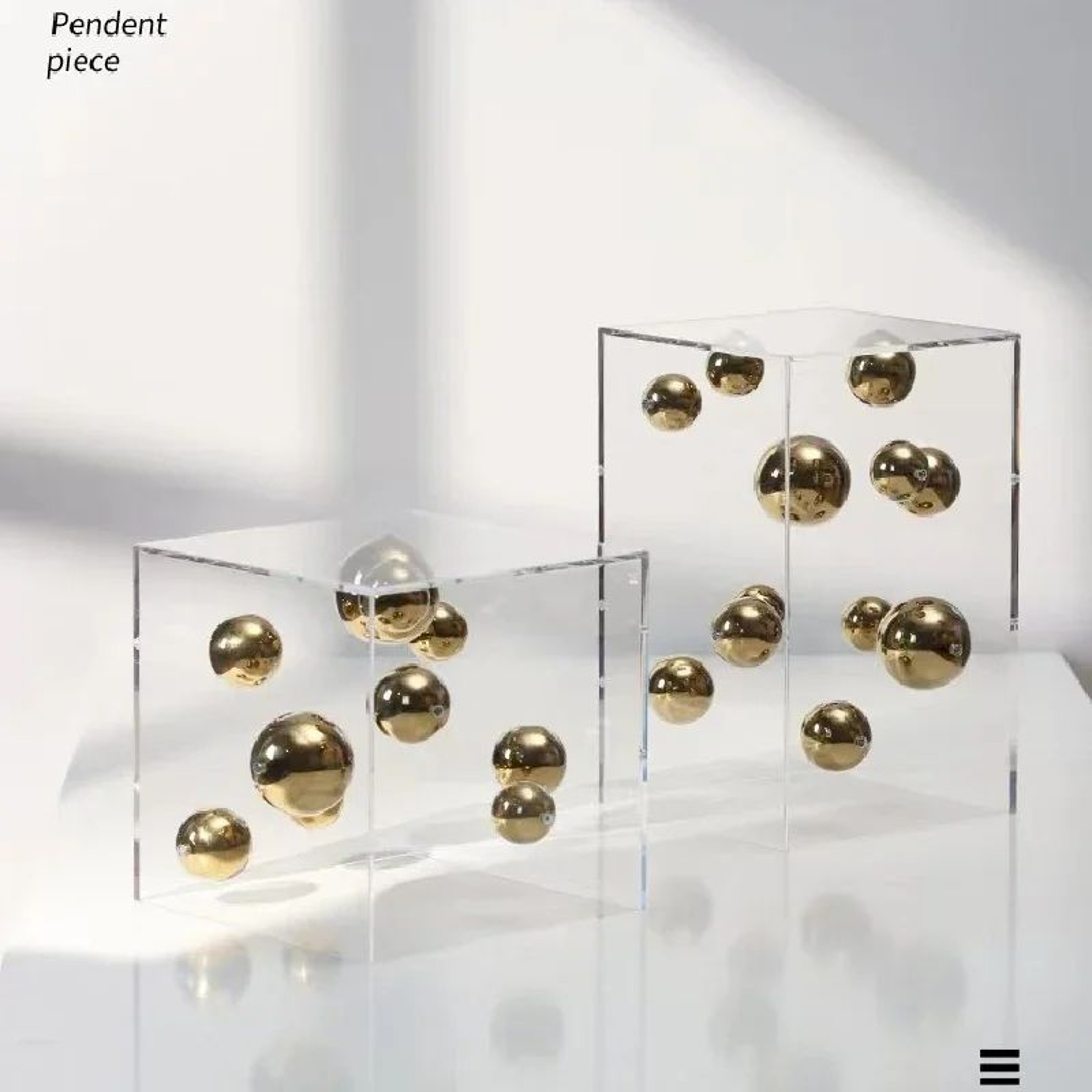 Modern Geometric Metal Ball Art Ornament With Transparent Acrylic Box Decor 5