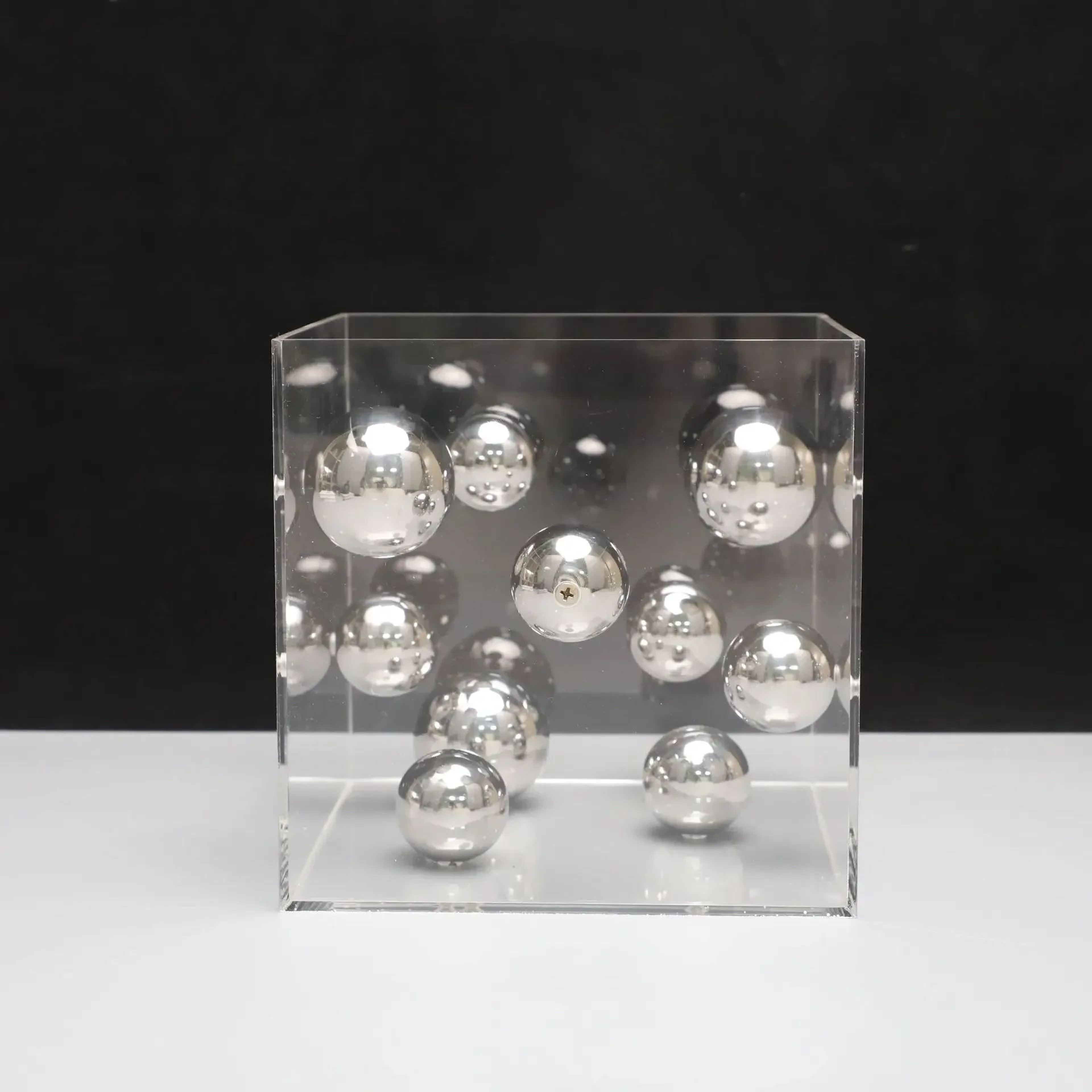 Modern Geometric Metal Ball Art Ornament With Transparent Acrylic Box Decor 6