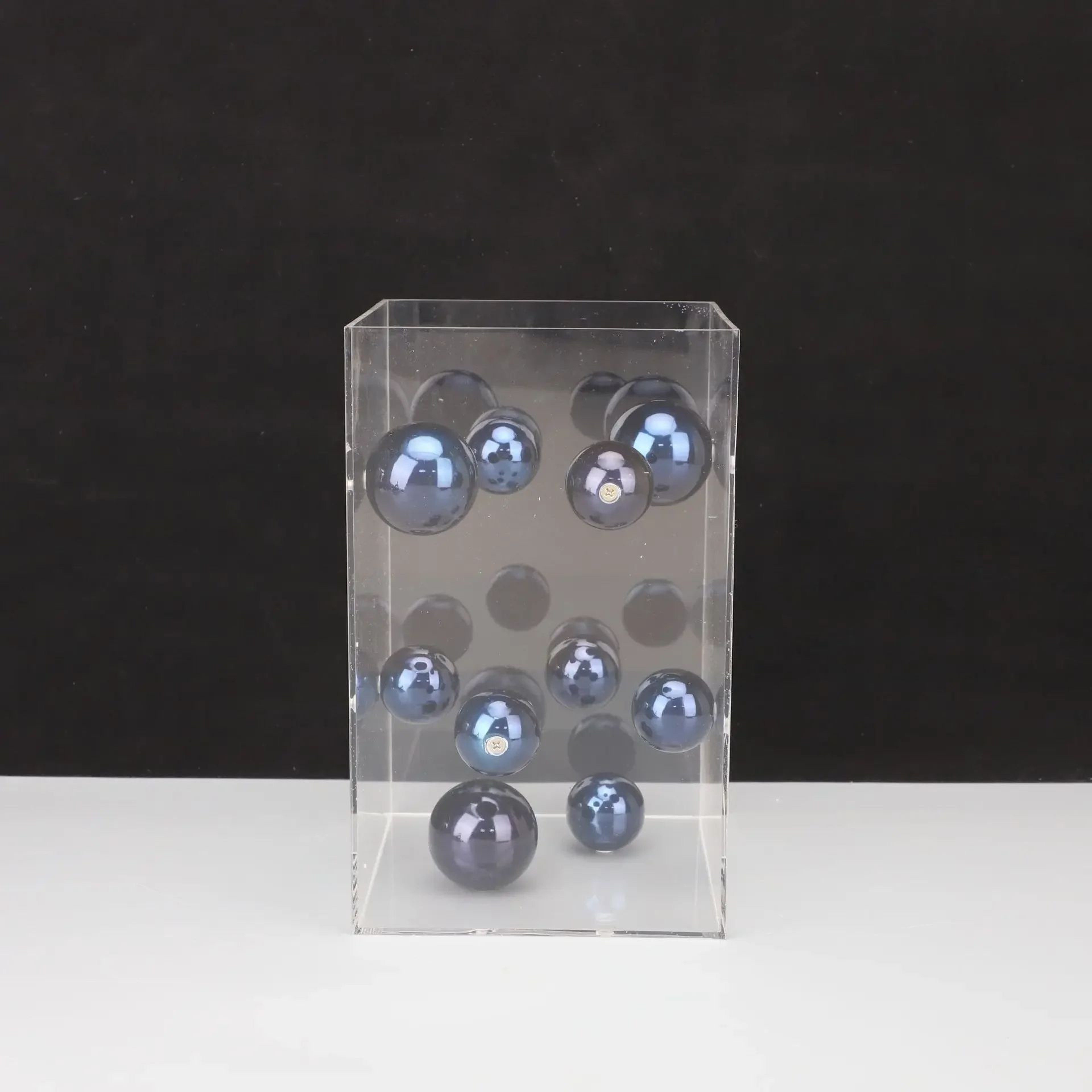 Modern Geometric Metal Ball Art Ornament With Transparent Acrylic Box Decor 11