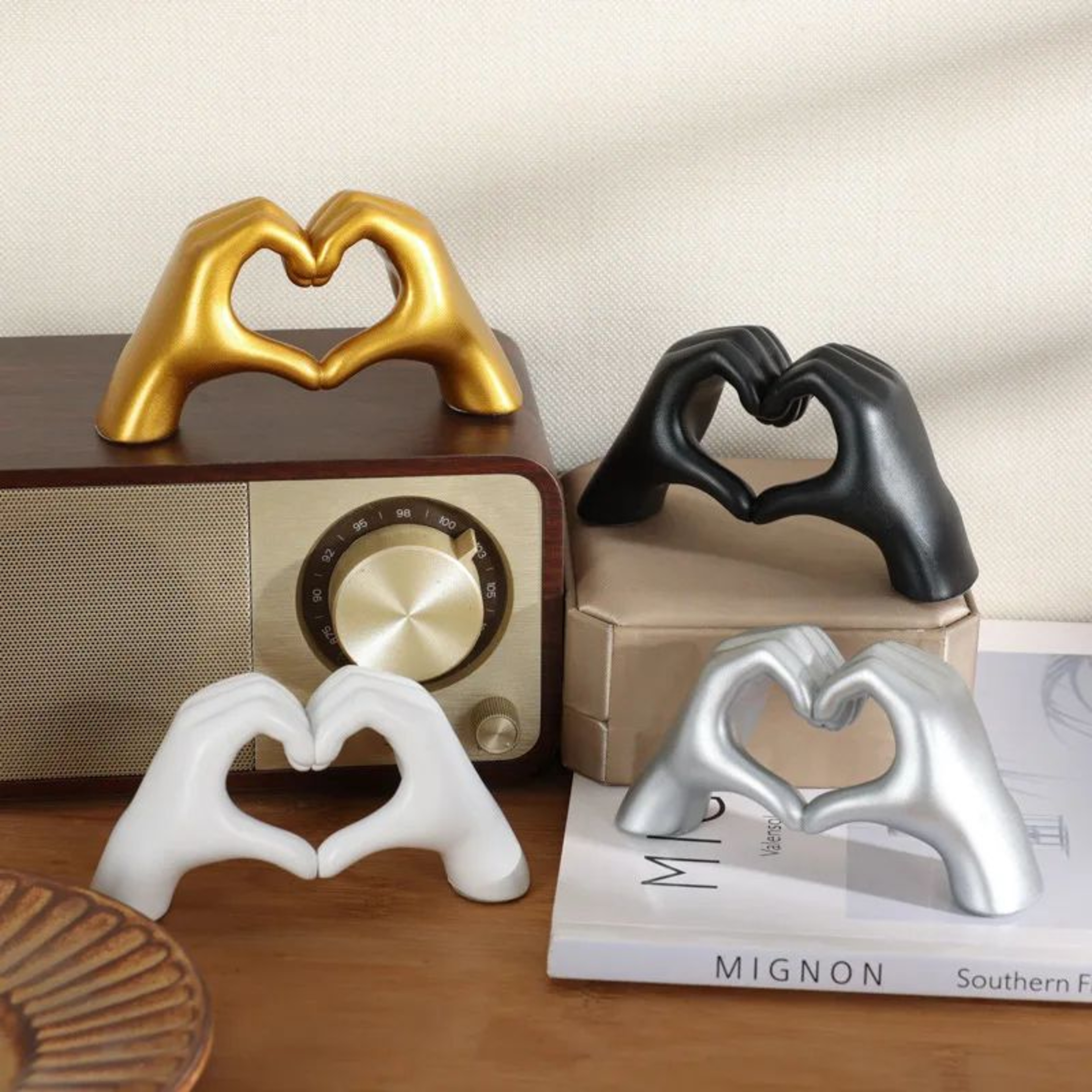 Heart Shaped Table Statue  Cute Aesthetic Love Shelf Decor Accent 0