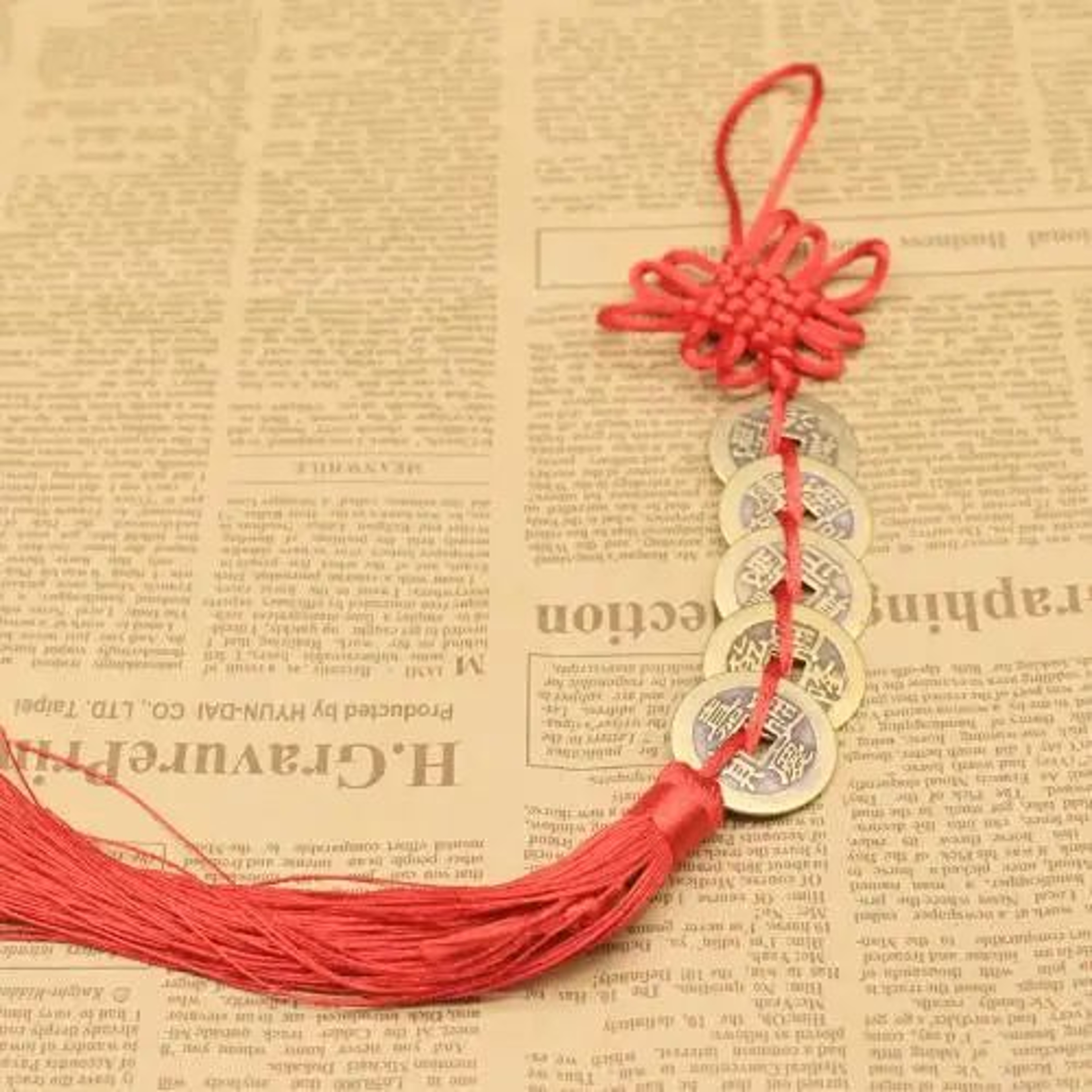 Chinese Knot Lucky Charm With Five Emperors Coins  Feng Shui Prosperity  Protection Decor 7