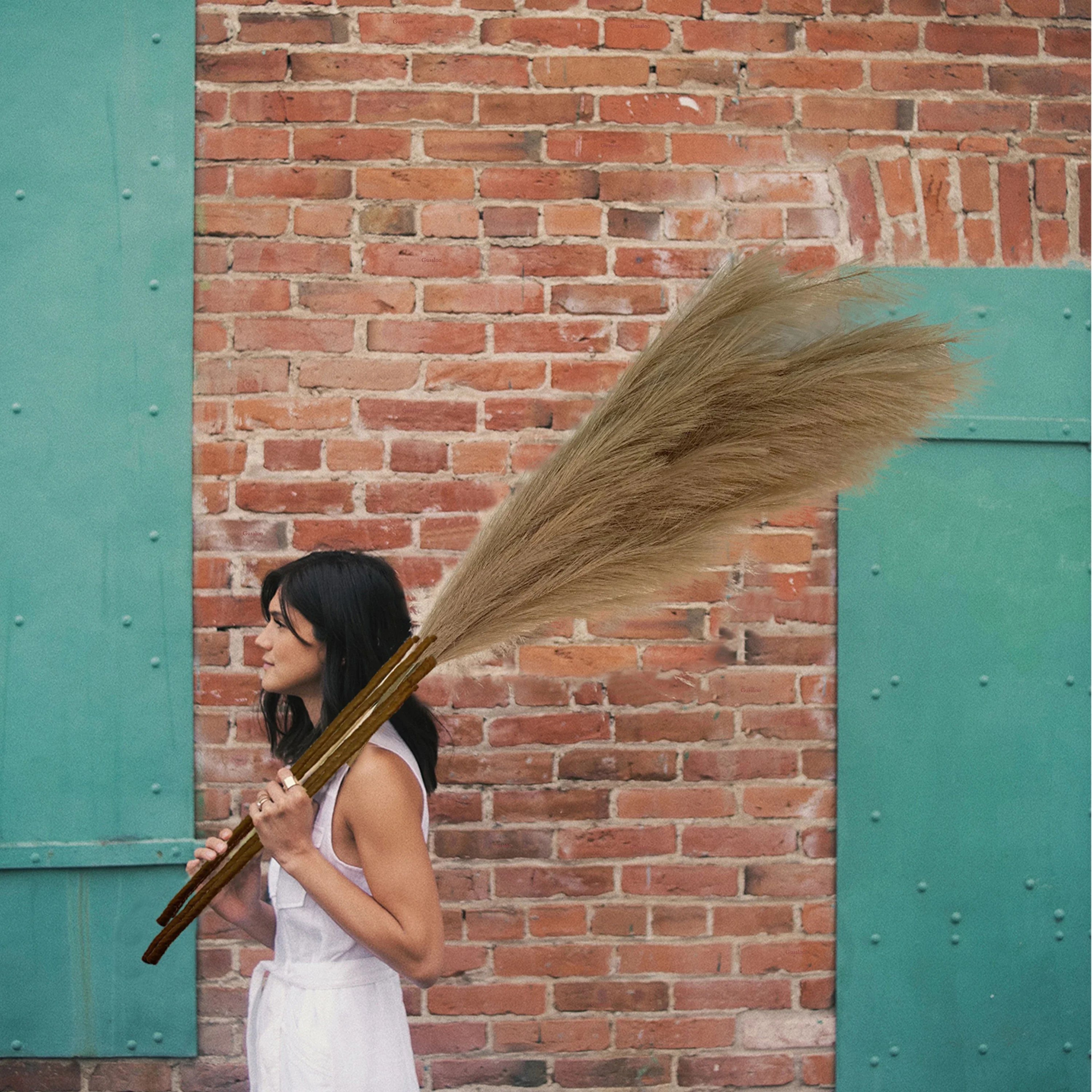 Large Artificial Faux Pampas Grass Stems  47in Tall Fluffy Boho Home Decor 4