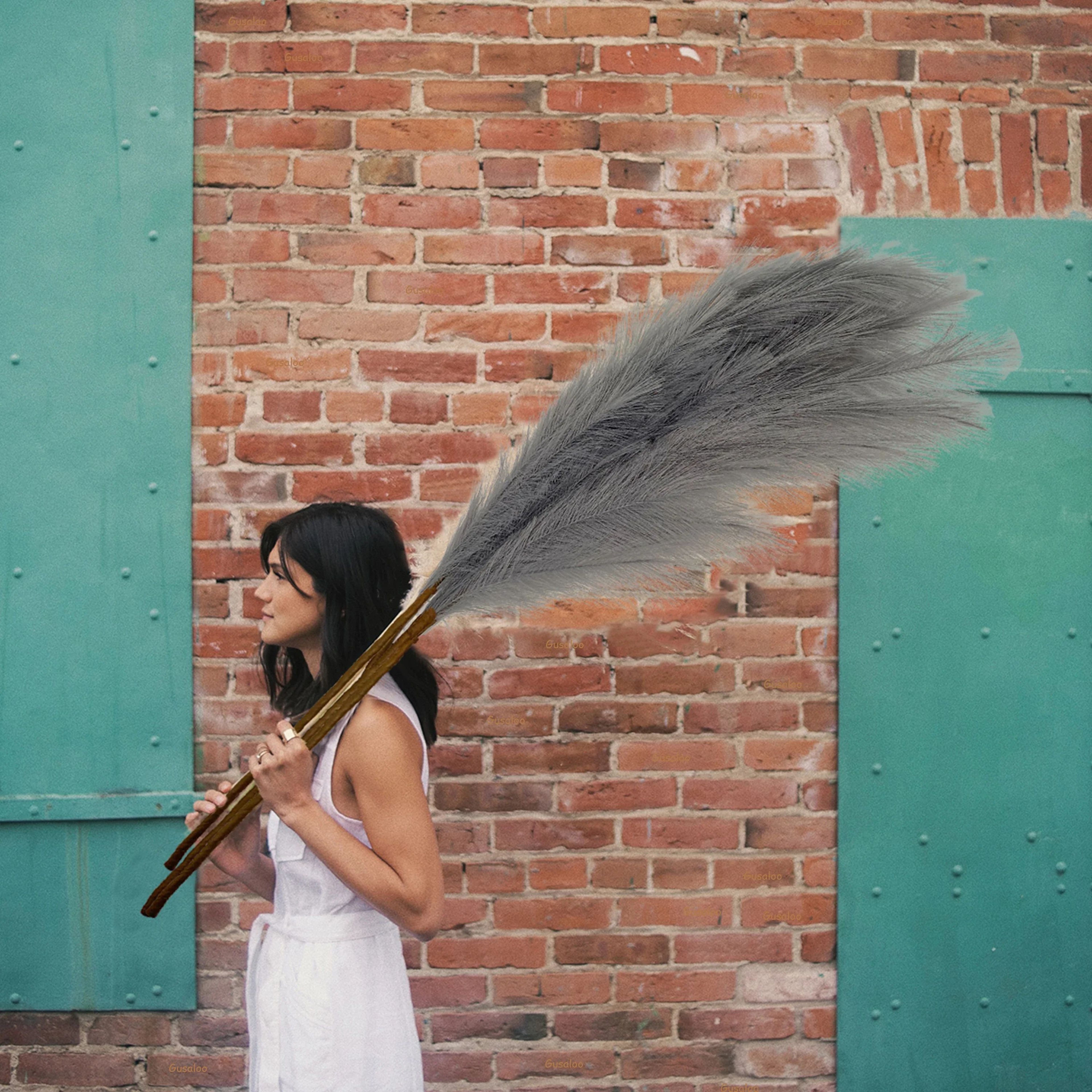Large Artificial Faux Pampas Grass Stems  47in Tall Fluffy Boho Home Decor 18