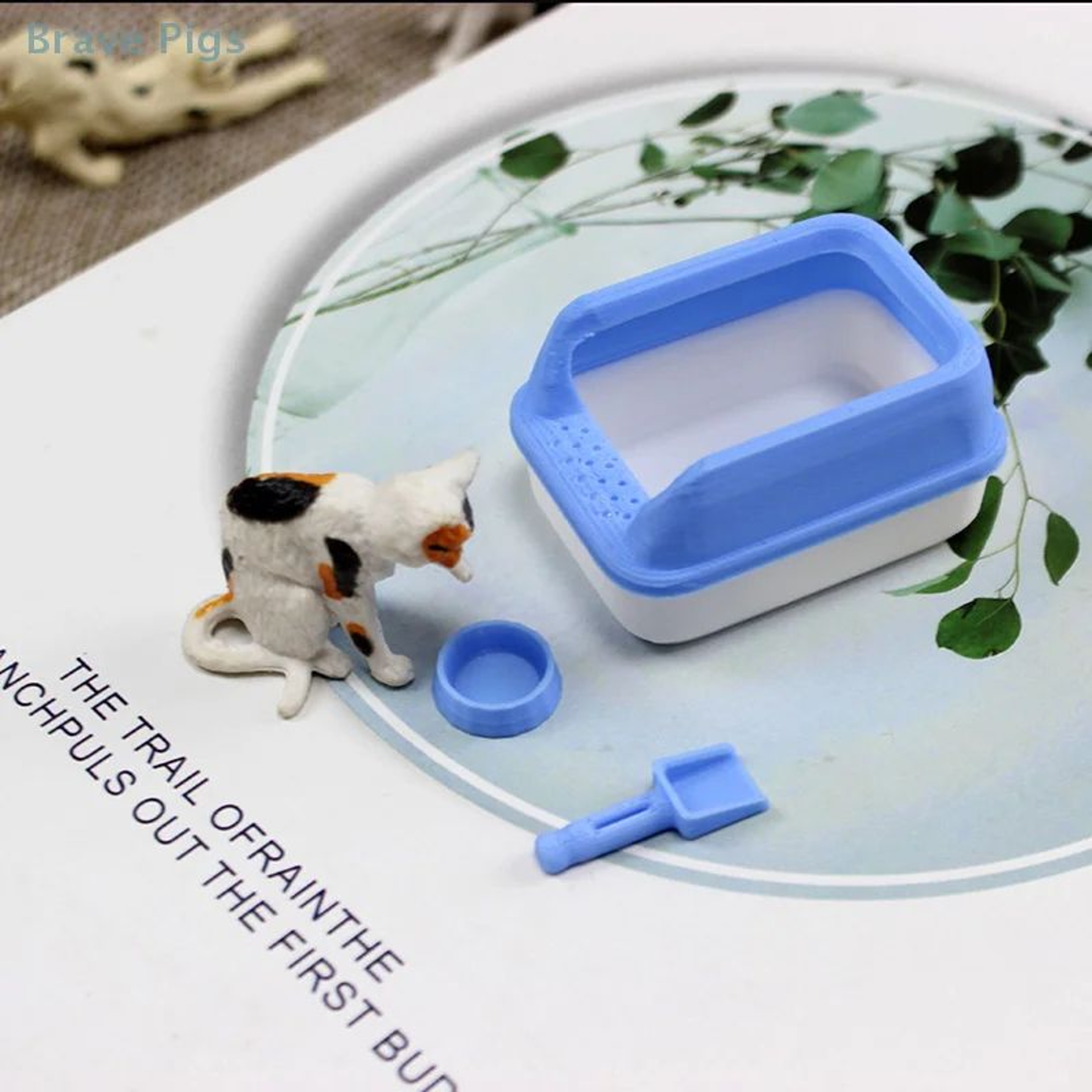 3pcs Mini Dollhouse Cat Litter Box Set  Miniature Pet Supplies With Shovel Accessories 2