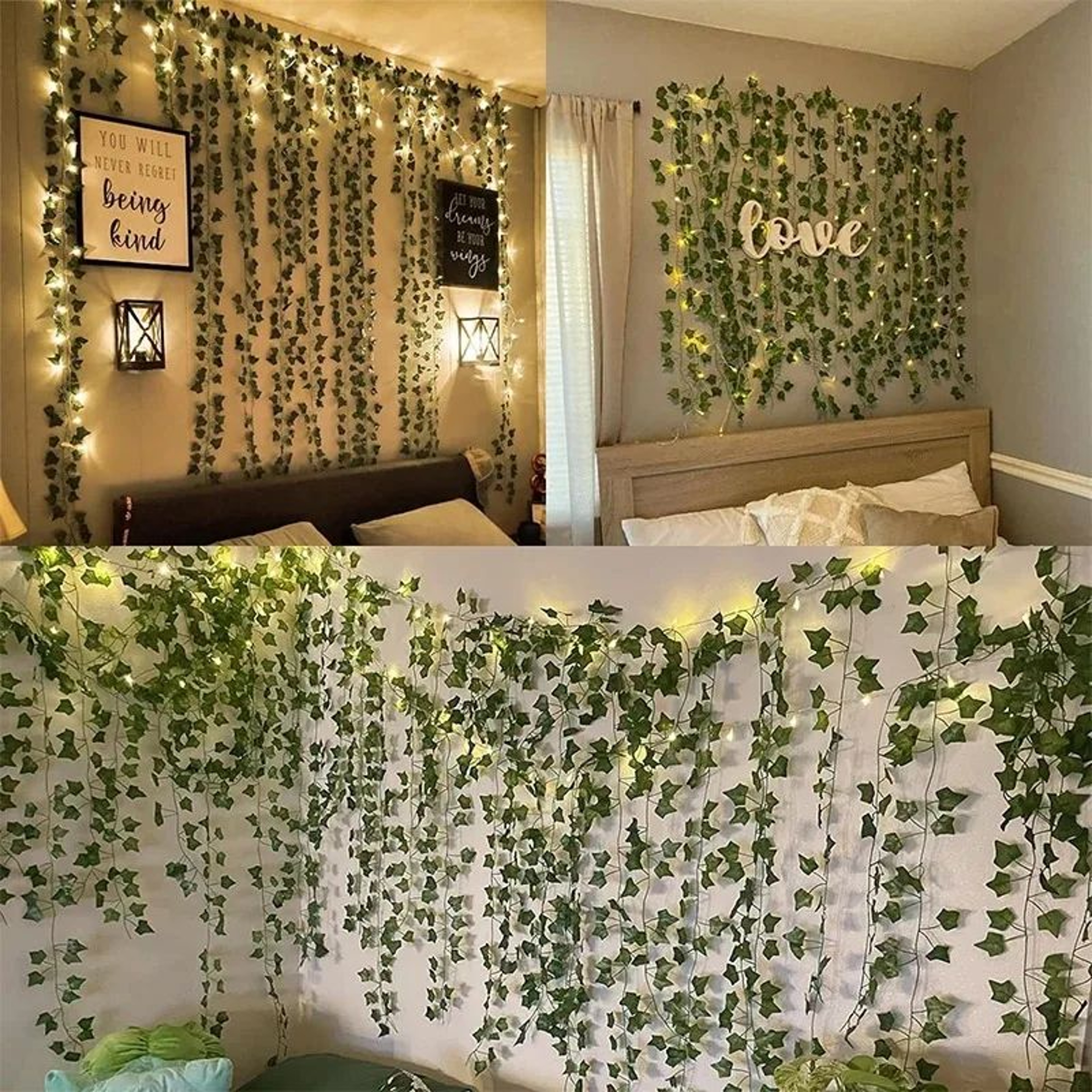 Artificial Green Ivy LED Garland  Hanging Leaf Light String For Room  Wedding Decor 1